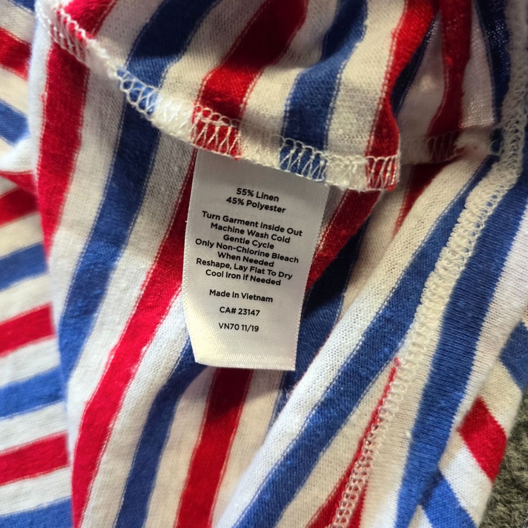 Talbots Talbots Top Womens Size Large Red Blue Stripe Linen Blend Short Sleeve Casual Shirt Size L / US 10 / IT 46 - 7 Thumbnail