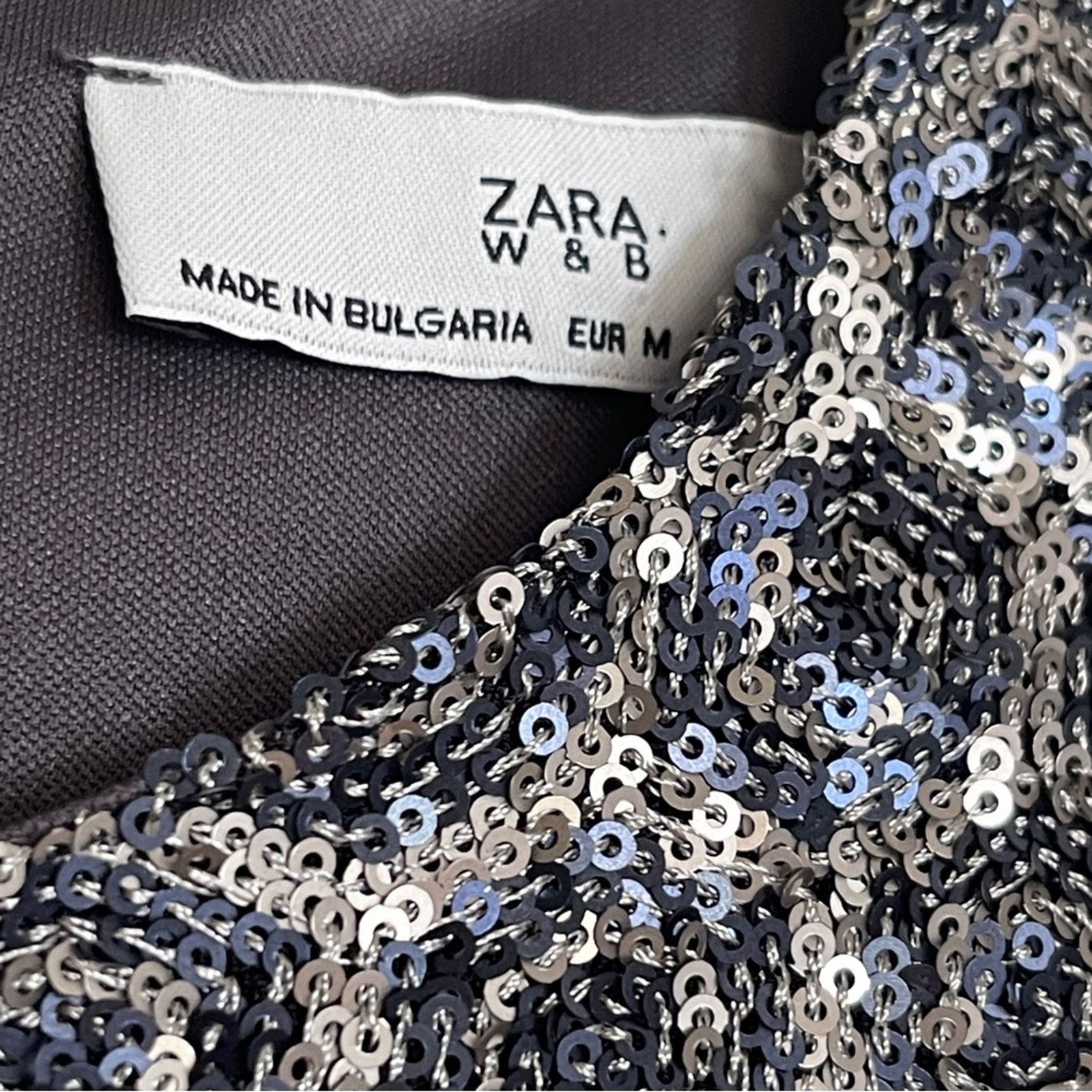 Zara Zara Sequin Silver Blue Gray Long Sleeve Mini Formal Dress Size L / US 10 / IT 46 - 5 Thumbnail