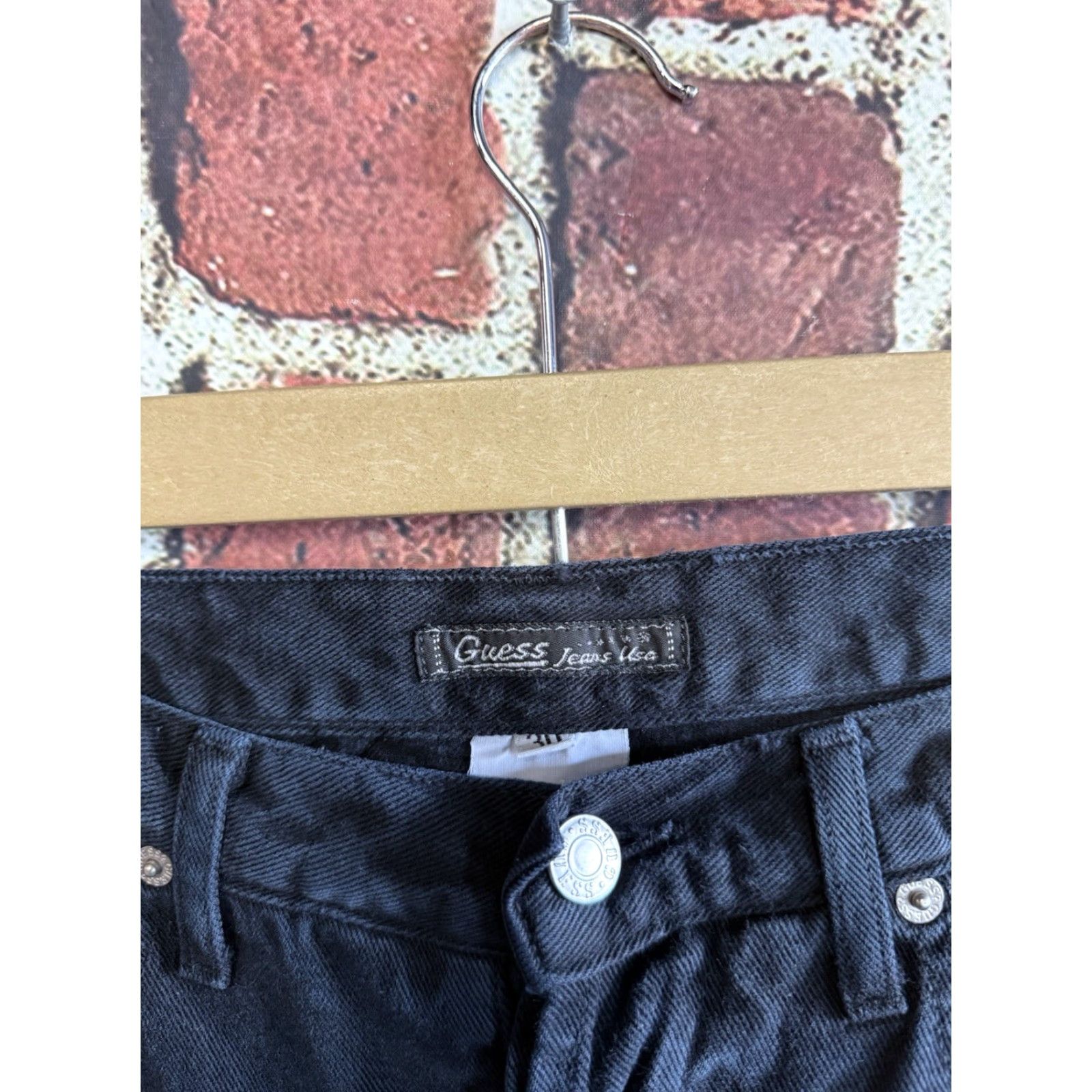 Guess VINTAGE Guess Womens Black Denim Jeans Straight Leg Size 30 Size 30" / US 8 / IT 44 - 3 Thumbnail