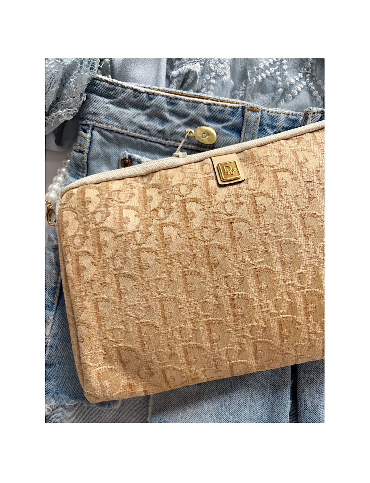 Dior Christian Dior raffia pouch with Woven monogram Size ONE SIZE - 1 Thumbnail