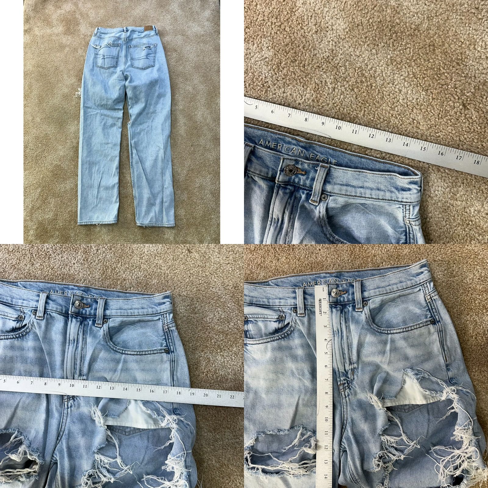 American Eagle Outfitters VINTAGE American Eagle Jeans Women 6 High Rise Baggy Straight Blue Denim 32 in 5-Pocket Distressed Regular 30 in Waist Mens Women Girls Size 28" / US 6 / IT 42 - 8 Thumbnail