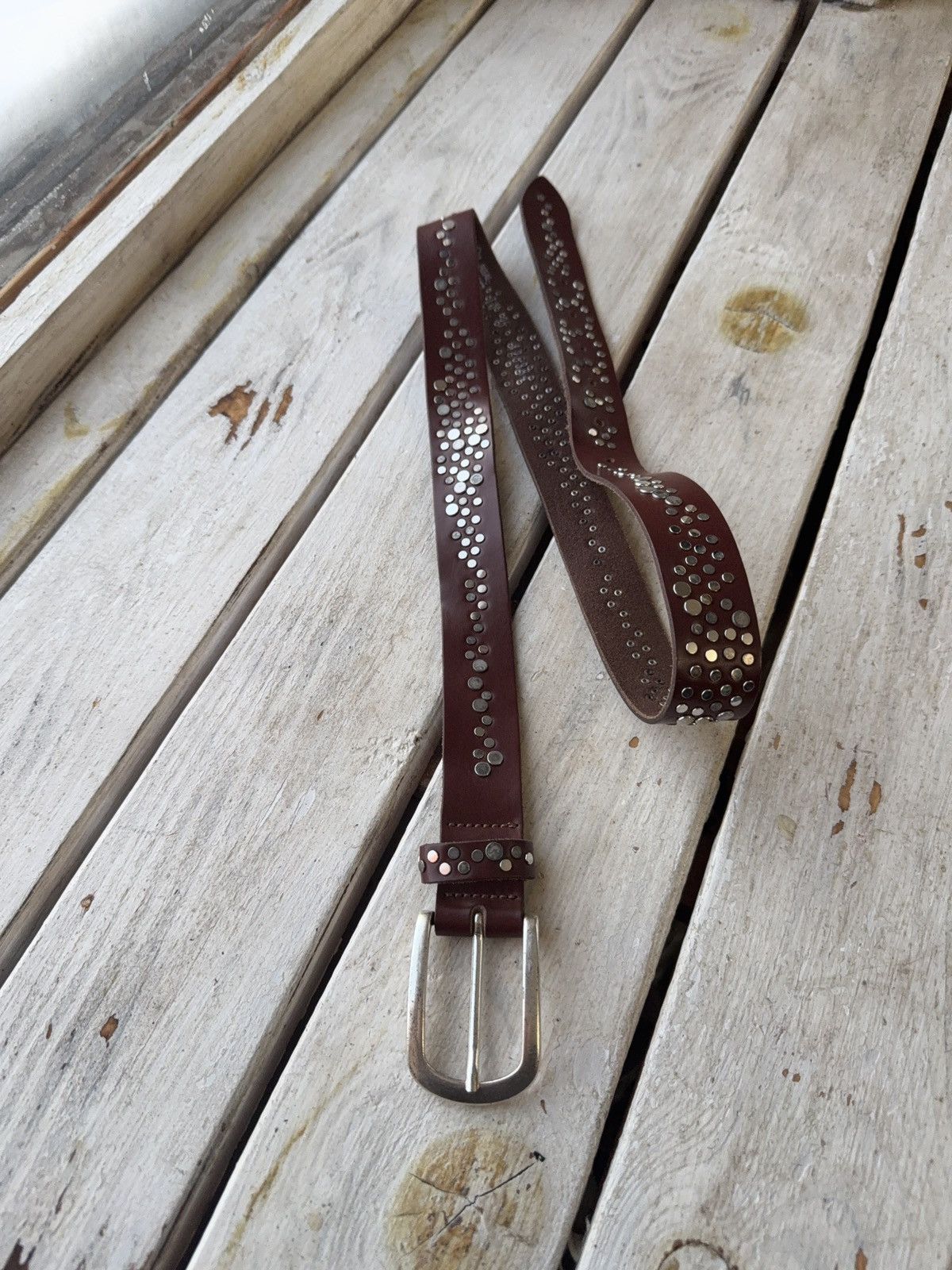 Hysteric Glamour Vintage Leather Belt Y2K Rhinestones Punk Metal Avant Garde Size ONE SIZE - 2 Thumbnail
