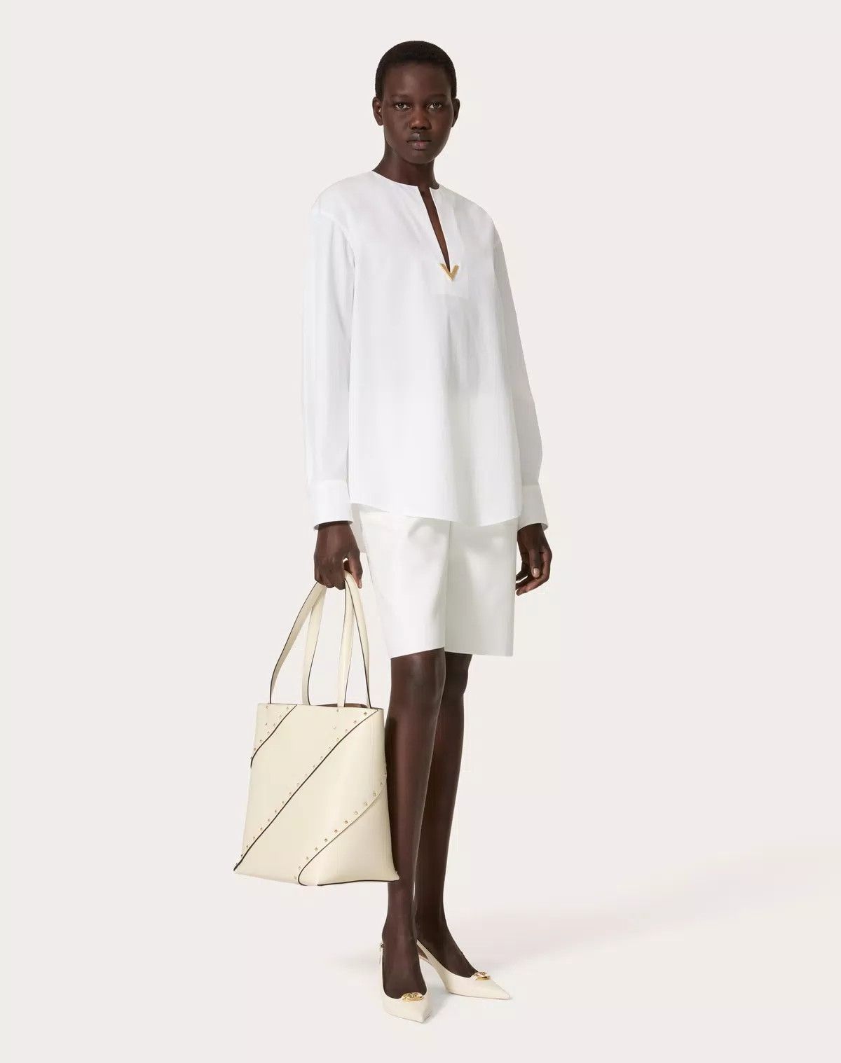 Valentino oc11z0725 Size:OS/ Wispy Shopping Bag In Calfskin in White Size ONE SIZE - 8 Thumbnail
