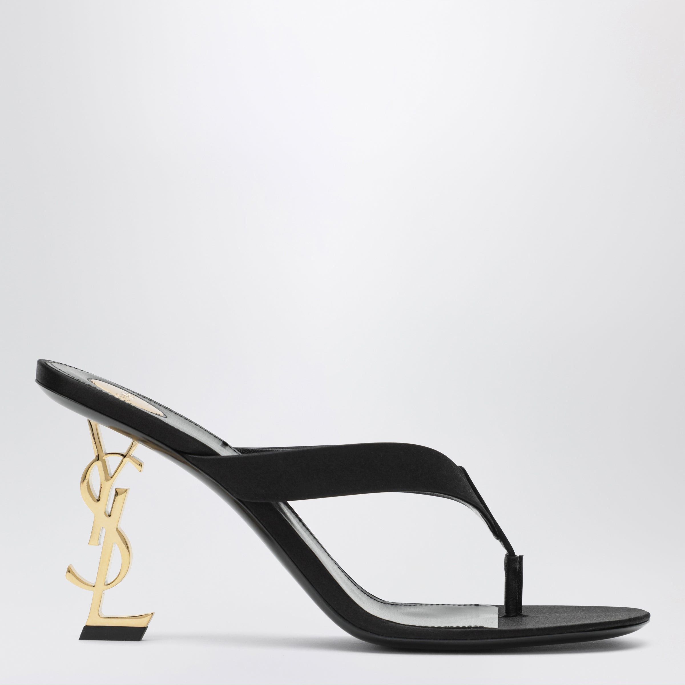 Saint Laurent Paris Saint Laurent Black Opyum Mule Shoess In Crãªpe Satin Shoes, Women's (Size 10)