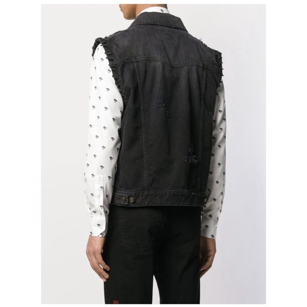 Saint Laurent Paris Saint Laurent Distressed Denim Waistcoat Size US M / EU 48-50 / 2 - 4 Thumbnail