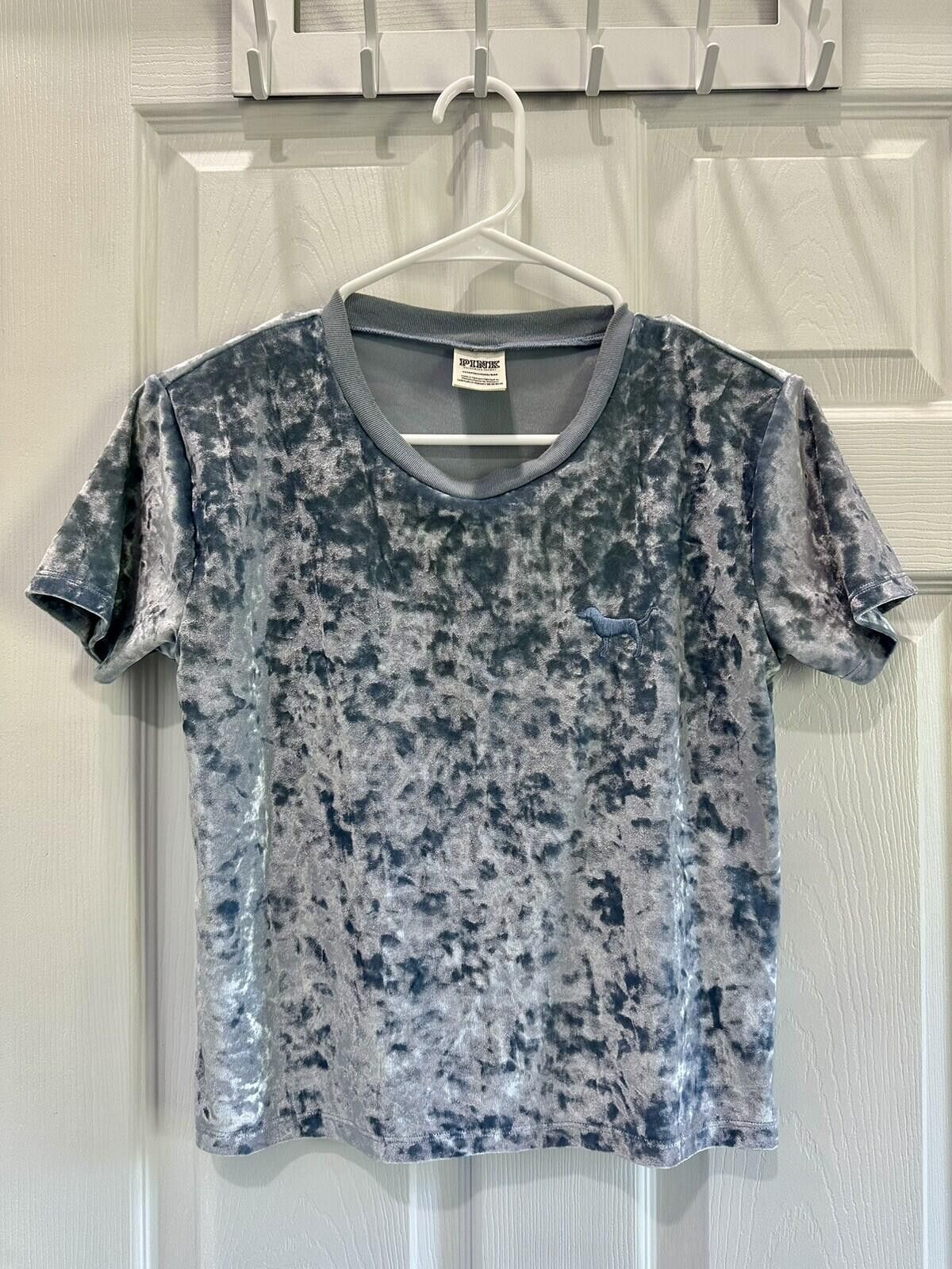 Other Victoria Secret PINK Baby Blue Crushed Velvet Cropped top XS Size XS / US 0-2 / IT 36-38 - 1 Thumbnail