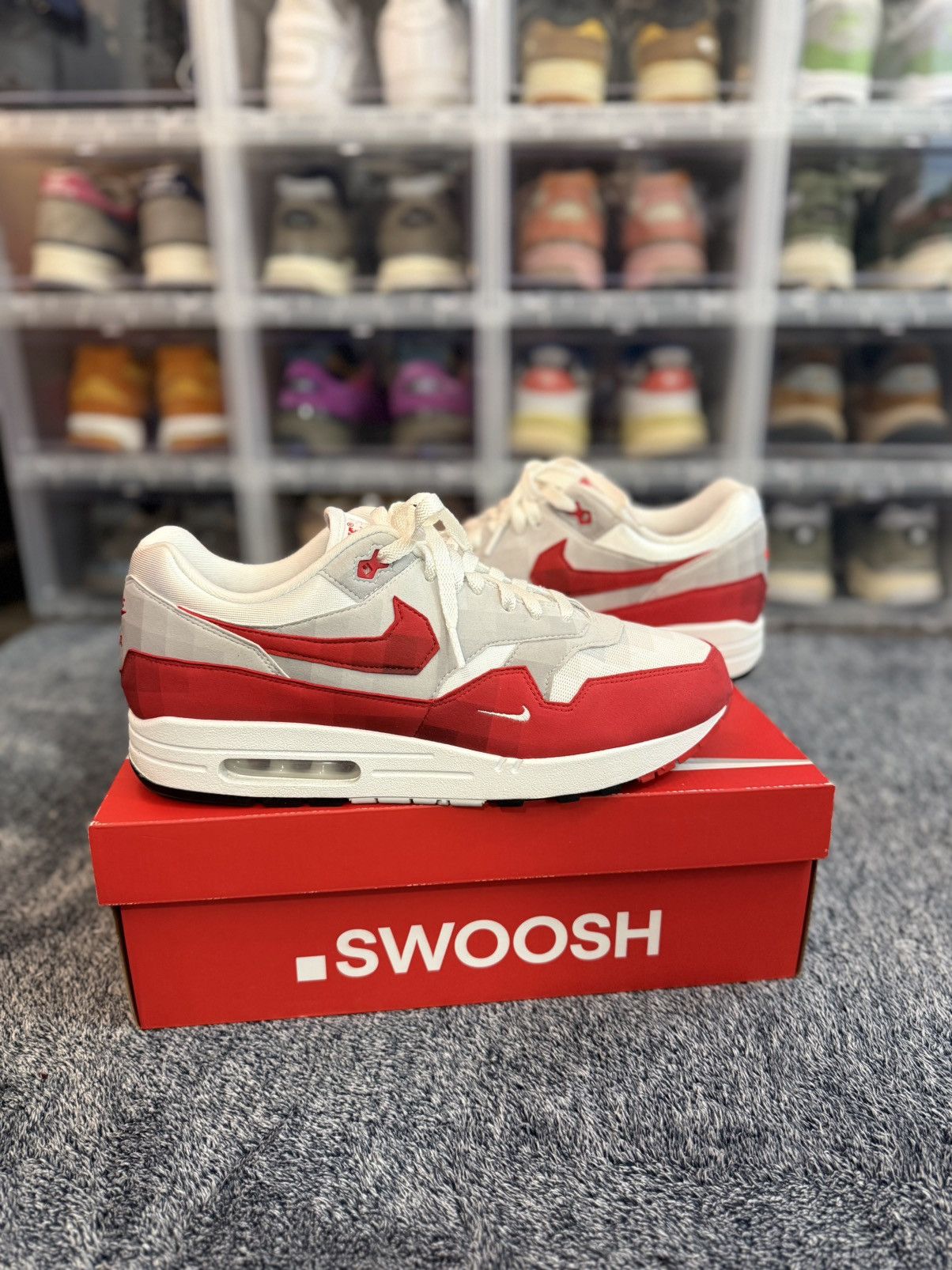 Nike Nike Air Max 1 Low Poly Red .Swoosh Brand New Size US 12 / EU 45 - 1 Thumbnail