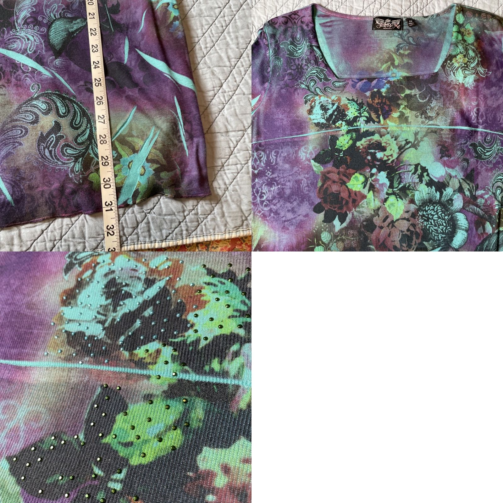 Altea One World Tunic Blouse Ladies 2XL Multicolor Fairy Grunge Bohemian Floral Long Sleeve Scoop Knit Pullover Christmas Style? Size XXL / US 16-18 / IT 52-54 - 8 Thumbnail