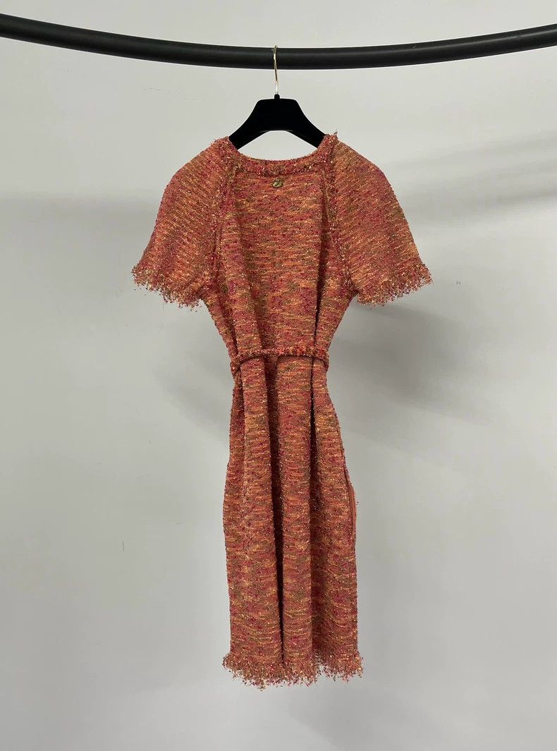Chanel Chanel Greek series orange tweed knitted dress Size XXS / US 00 / IT 34 - 2 Thumbnail