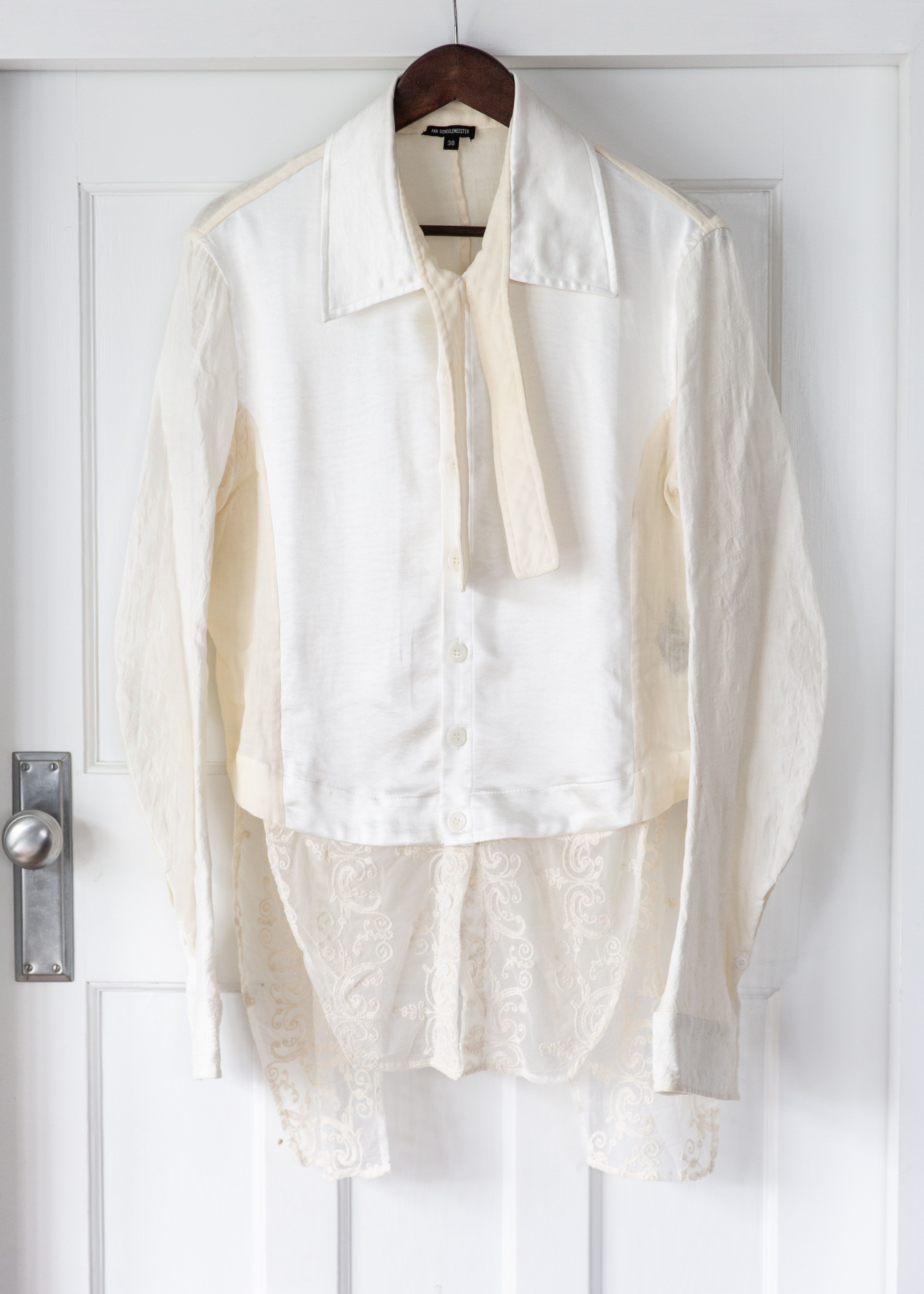 Pre-owned Ann Demeulemeester S/s19 Look 11 Lace Detail Shirt In White