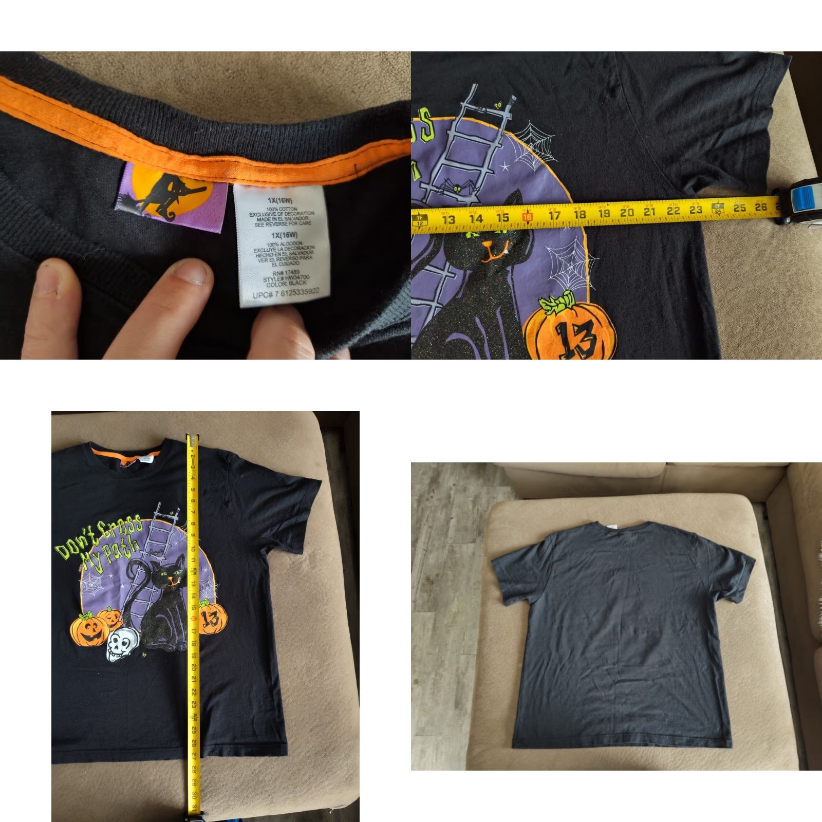 Vintage VINTAGE Halloween 13 Black Cat T-Shirt Women Plus Size 16W Short Sleeve 90s Halloween Costume Size XXL / US 16-18 / IT 52-54 - 8 Thumbnail