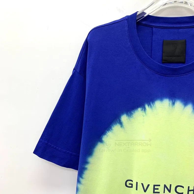 Givenchy Givenchy Dark Blue Tie-Dye Logo Letter Print Cotton Crewne Size US L / EU 52-54 / 3 - 3 Thumbnail