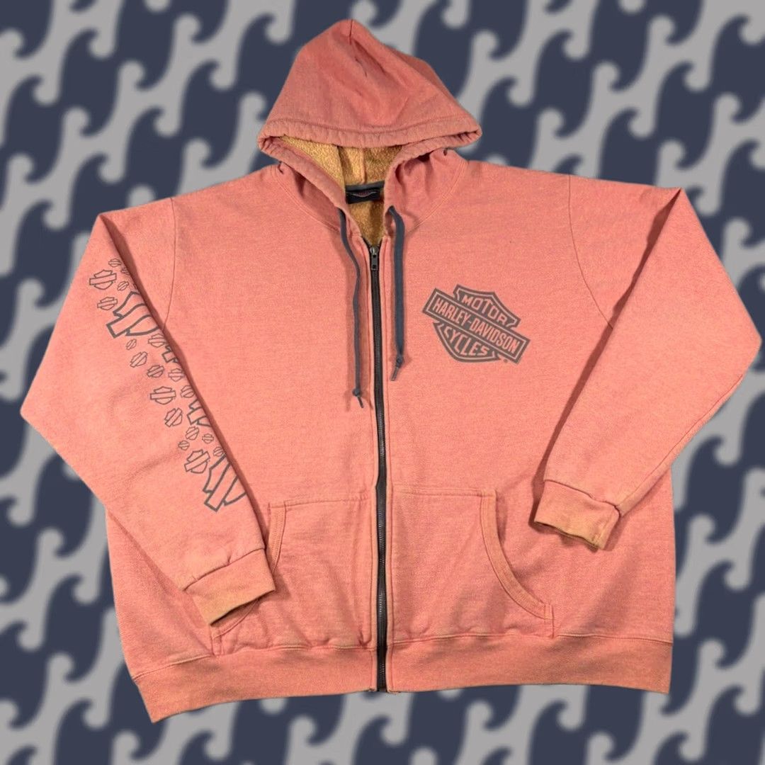 Bravado VINTAGE Harley Davidson Womens Zip Up Sweatshirt Burnt Salmon McHenry Illinois • Size XL Orange Full Zip Hoodie Womens XL Bravado Cotton Activewear Size XL / US 12-14 / IT 48-50 - 1 Thumbnail