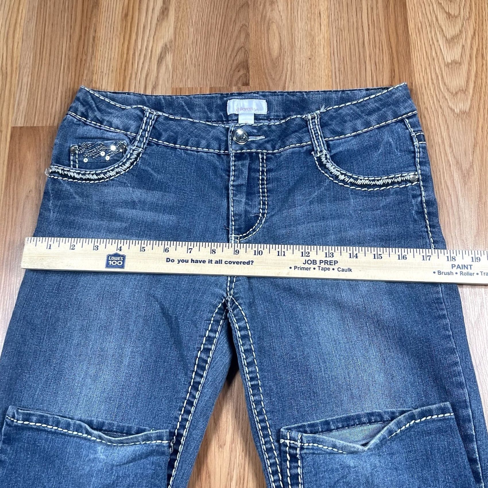Vintage Alternative Title 2: Xhilaration Jeans Womens 16 Straight Leg Flat Front Stretch Blue Denim Pants - New Condition Size 38" / US 16 / IT 52 - 5 Thumbnail