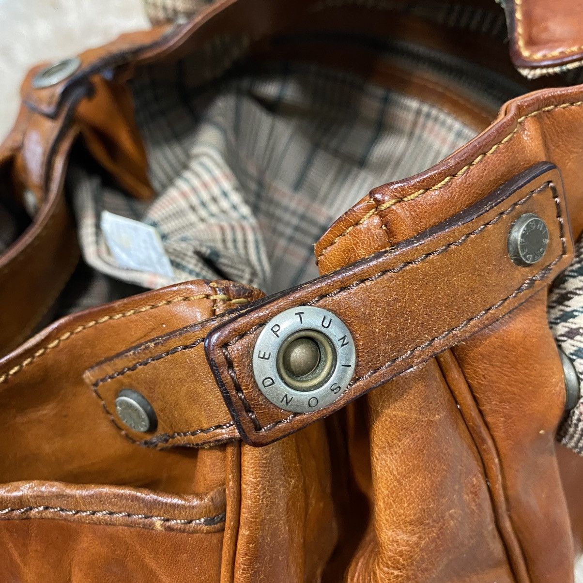 Japanese Brand 📌Vintage Leather Bag Genuine Unison Dept. Size ONE SIZE - 23 Thumbnail