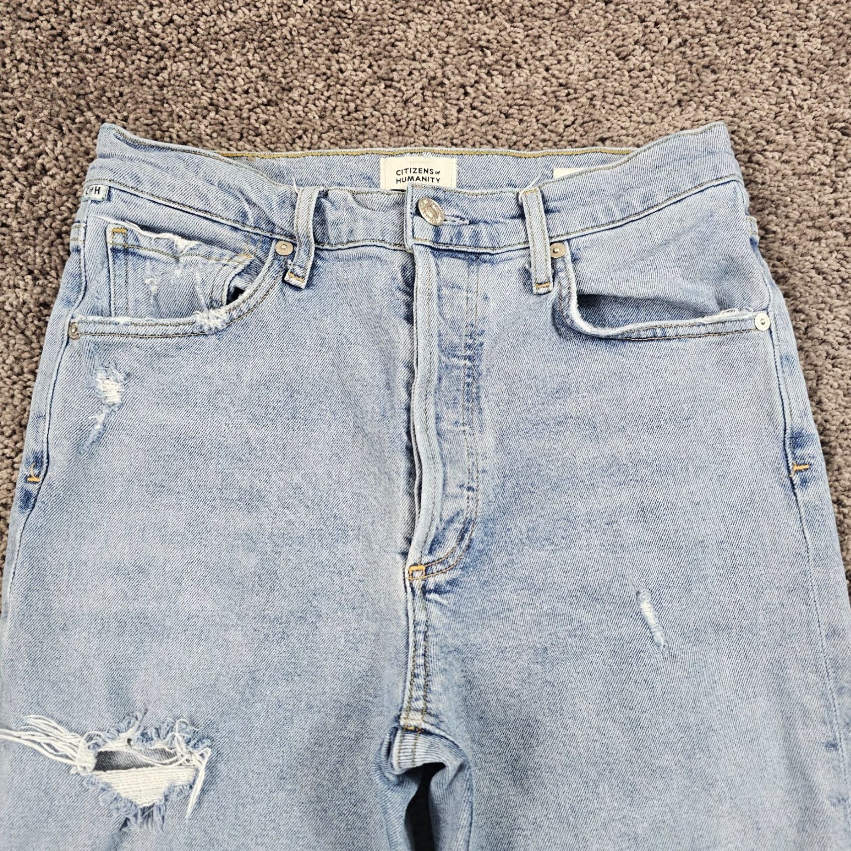 Citizens Of Humanity VINTAGE Citizens of Humanity Jeans Women's Straight Crop Distressed Jolene 25x26 Blue 90s Size 25" / US 0 / IT 36 - 3 Thumbnail