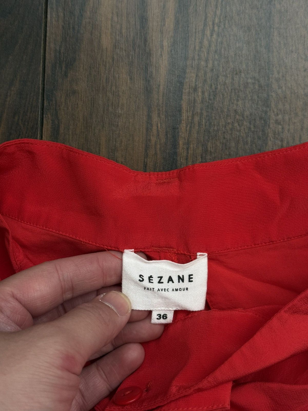 Sezane Sezane Wide Leg Trouser Pant Red High Waisted Women's Size 26" / US 2 / IT 38 - 4 Thumbnail