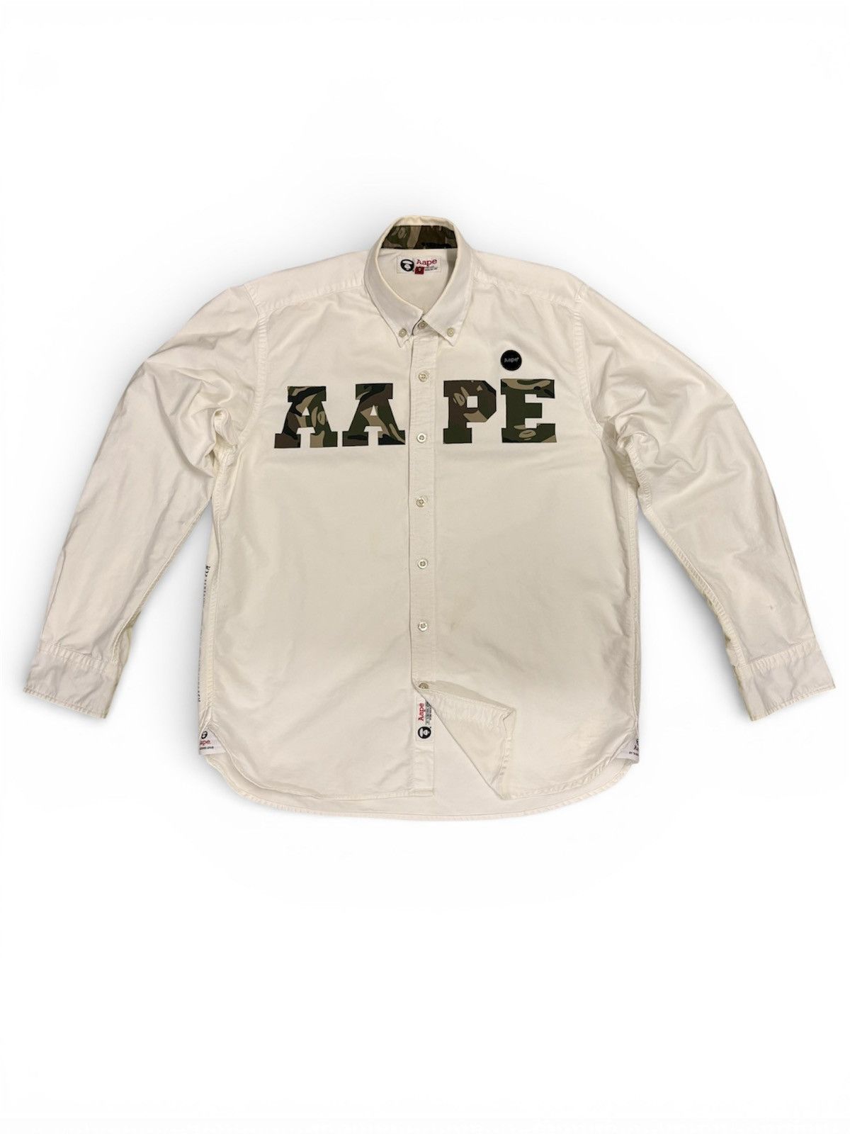 Aape BAPE Camo Logo Oxford Button-Up Shirt (White) Size US L / EU 52-54 / 3 - 1 Thumbnail