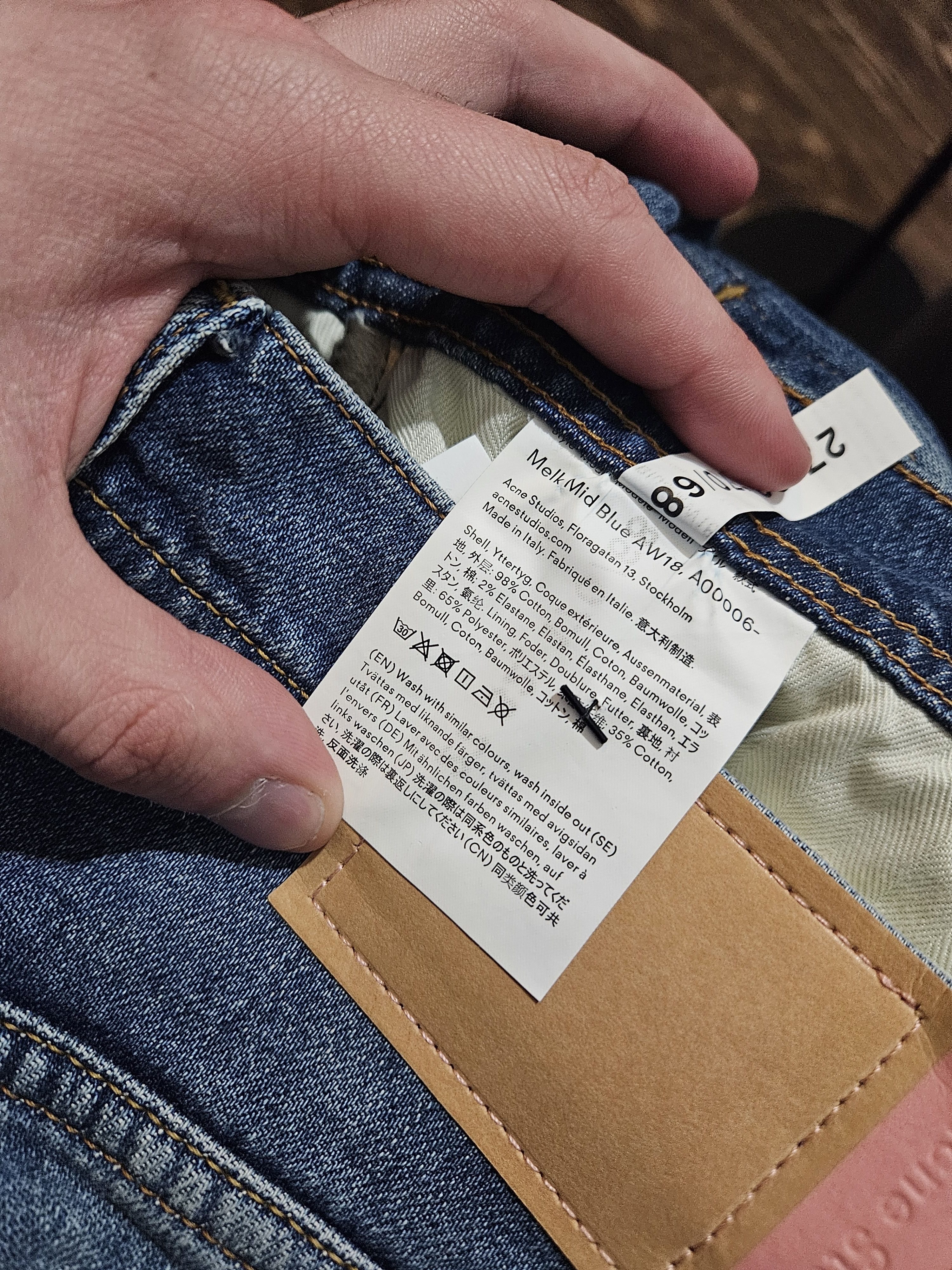 Acne Studios Blå Konst Melk Mid Blue AW18 Back Tab Denim Jeans Size US 27 - 10 Thumbnail