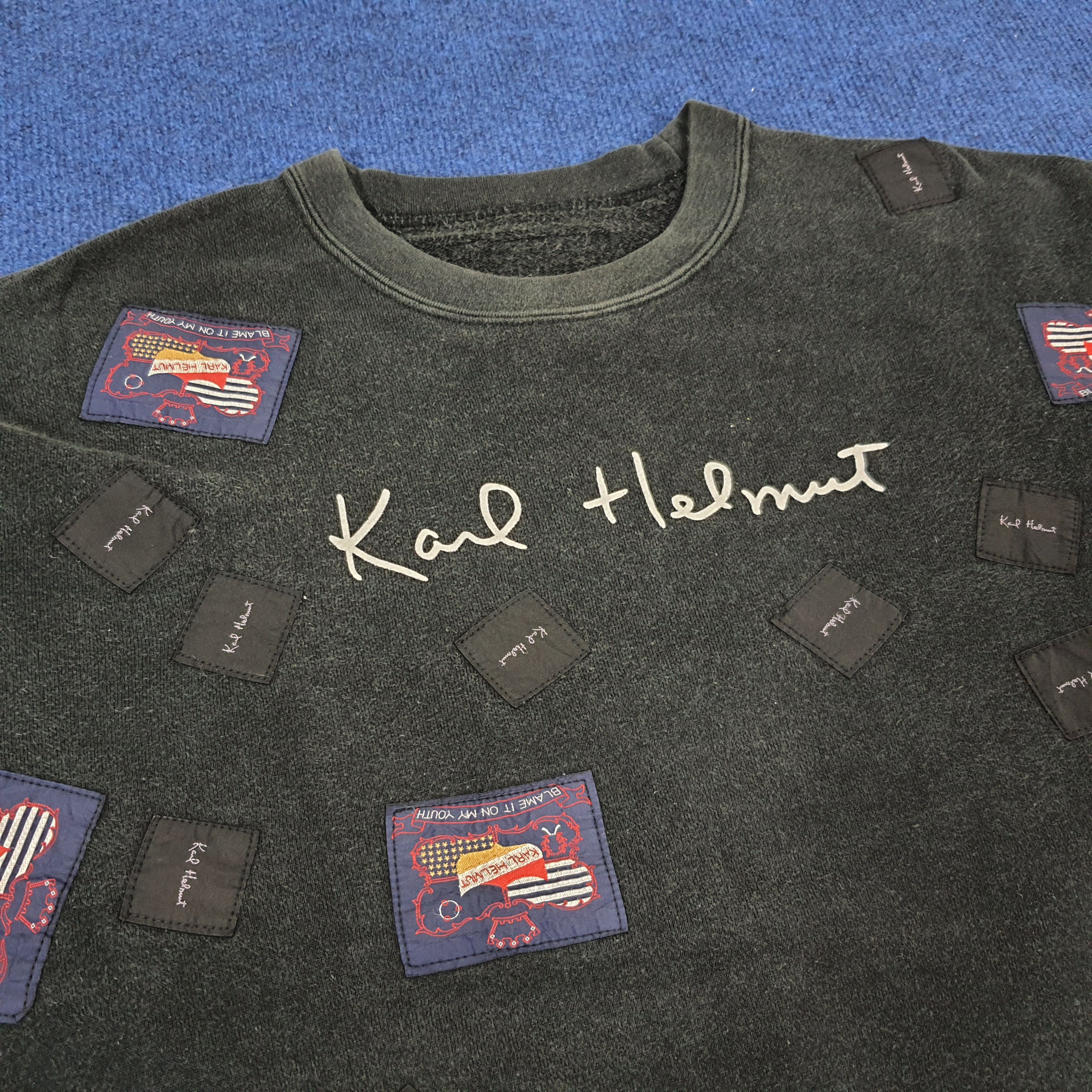 Karl Helmut × Vintage Vintage Karl Helmut Blame Me on My Youth Sweatshirts Size US L / EU 52-54 / 3 - 2 Thumbnail