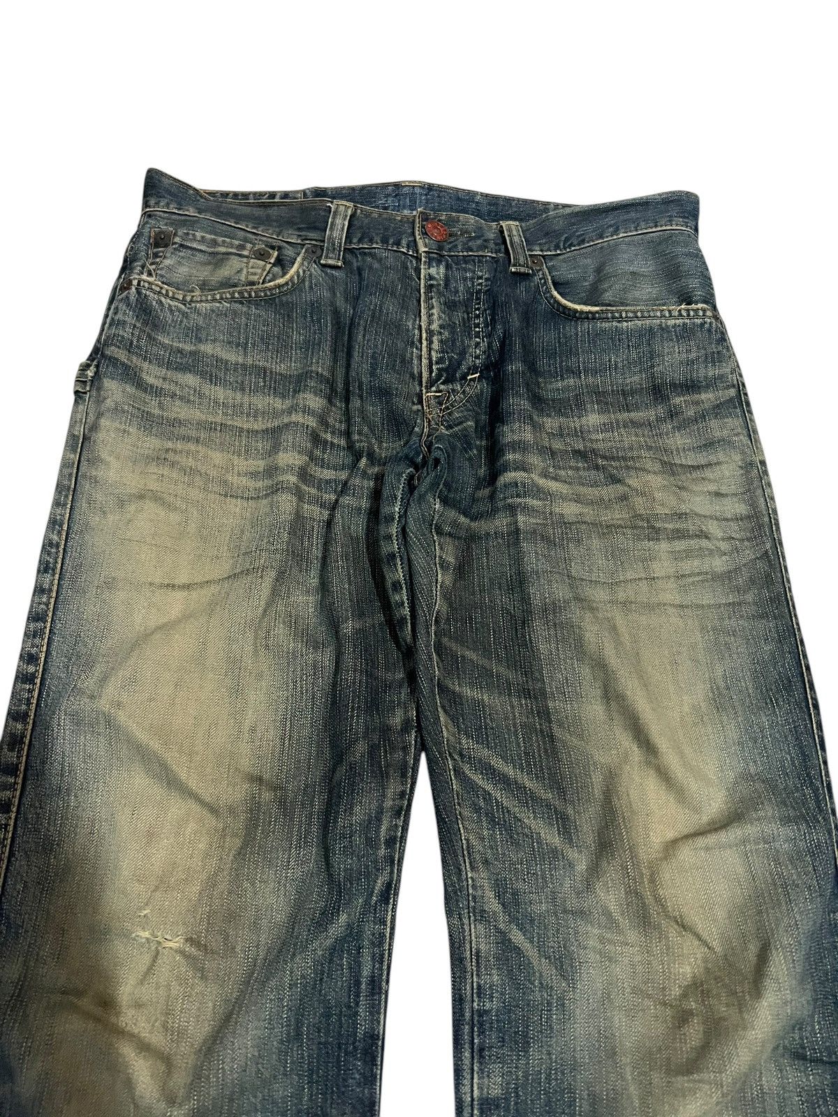 Edwin × If Six Was Nine 🌈Flare Vintage Edwin 503 Blue Trip Distressed Mud Wash Jean Size US 34 / EU 50 - 3 Thumbnail
