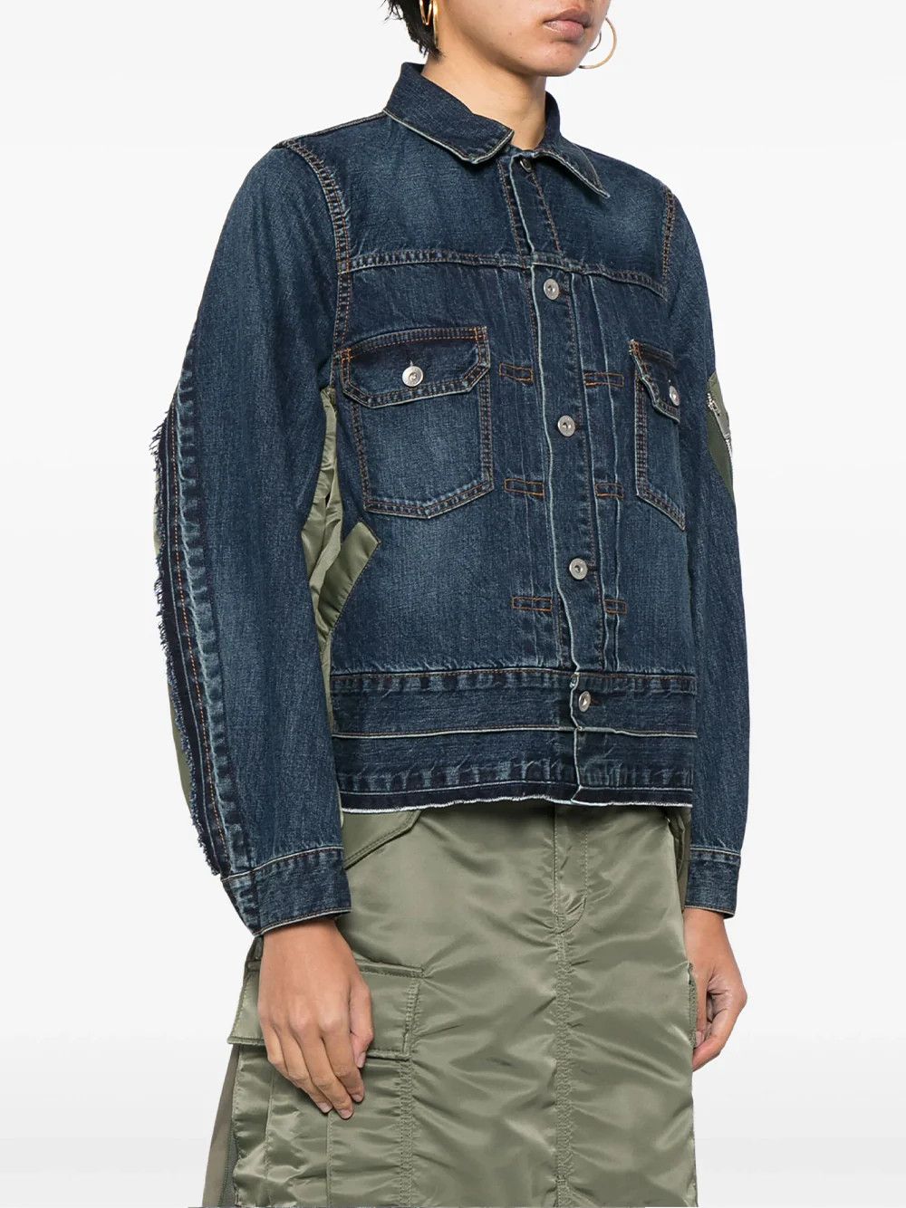 Sacai o1s22i1n0924 Denim & Nylon Jacket in Blue Size M / US 6-8 / IT 42-44 - 3 Thumbnail