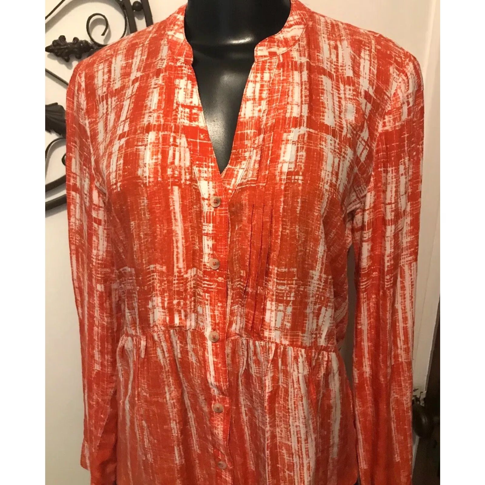 Vintage Maeve Anthropologie Red White Button Down Long Sleeve Tunic Blouse Size 4 Size M / US 6-8 / IT 42-44 - 4 Thumbnail