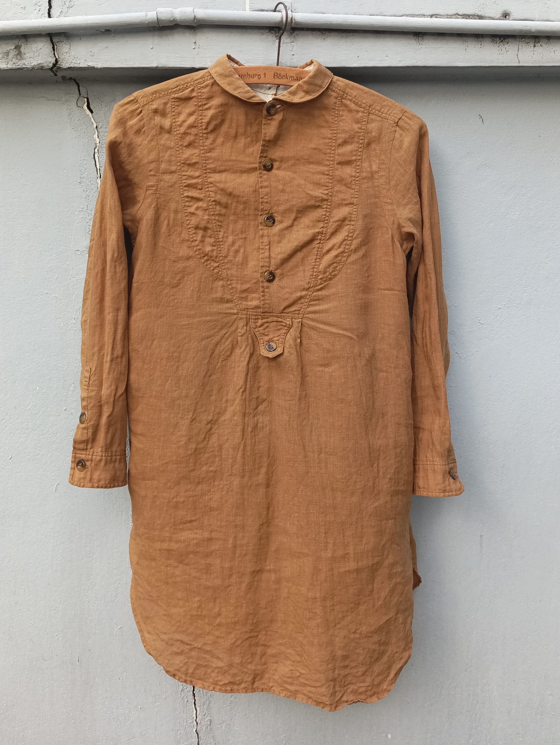 Japanese Brand (D52) Beams Boy Khaki Half Button Linen blouse Size XS / US 0-2 / IT 36-38 - 1 Thumbnail