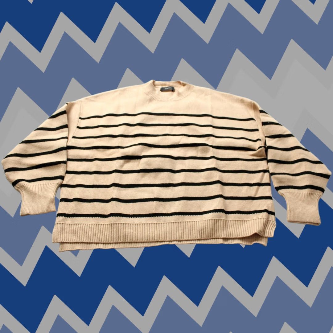 Vintage Dokotoo Women's Basic Soft Pullover Striped Sweater Beige Size XL NWT Size XL / US 12-14 / IT 48-50 - 1 Thumbnail