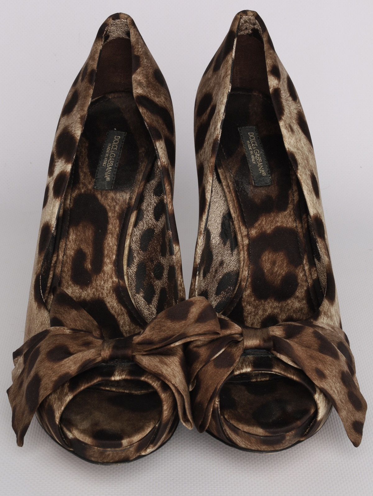 Dolce & Gabbana Dolce Gabbana Satin Leopard Print Heel Peep Toe Shoes Size US 9 / IT 39 - 4 Thumbnail