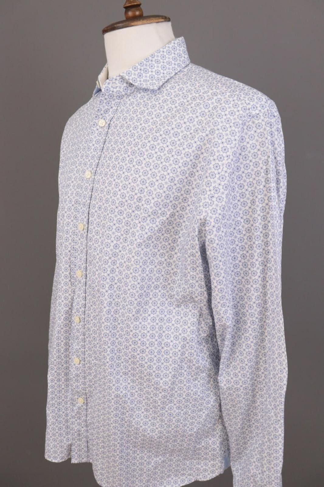 Designer Hackett London Slim Fit White Printed Shirt Size 2XL Size US XXL / EU 58 / 5 - 6 Thumbnail