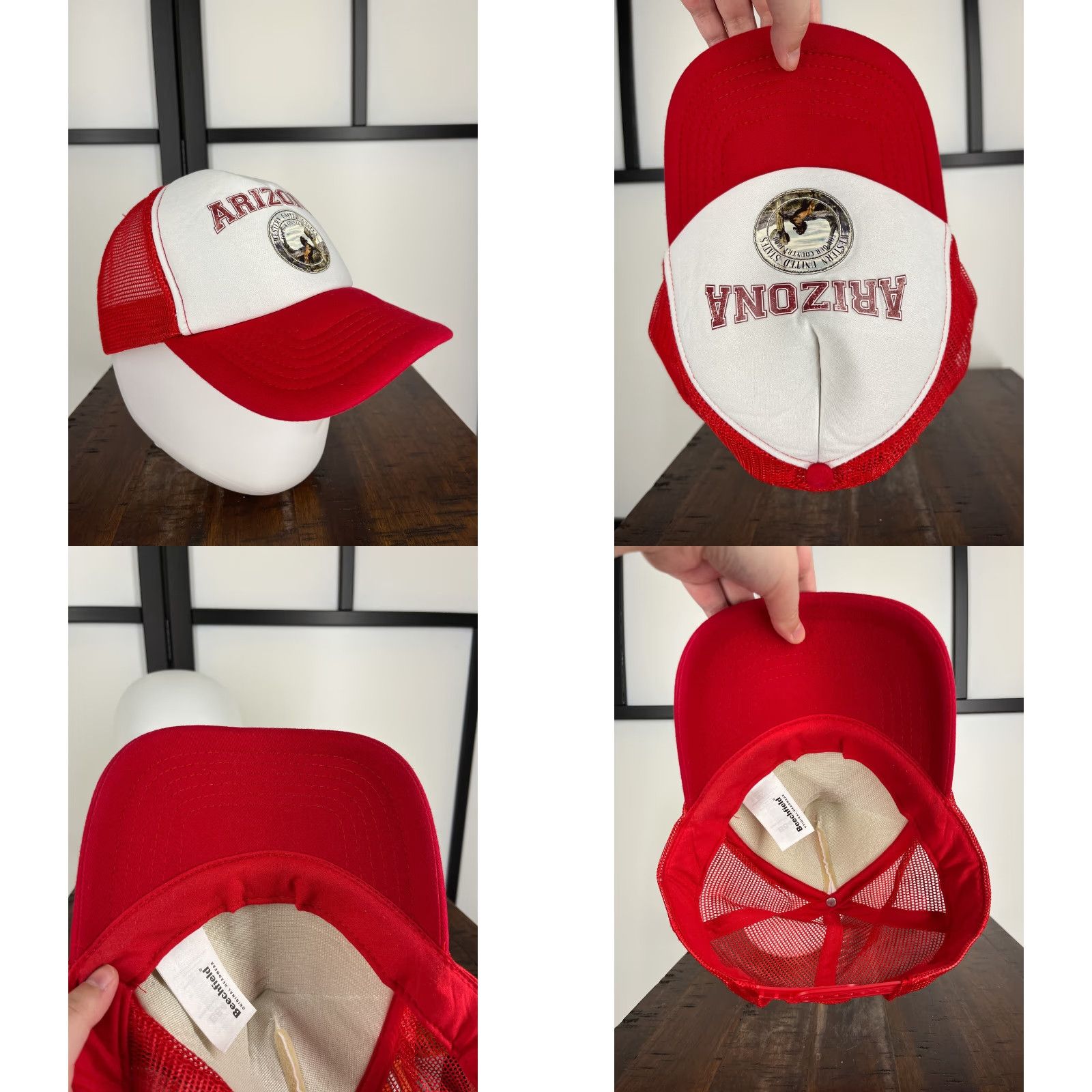Vintage VINTAGE? Arizona Hat Cap Snap Back Adult One Size Red Trucker Polyester Western USA 1800 Size ONE SIZE - 8 Thumbnail