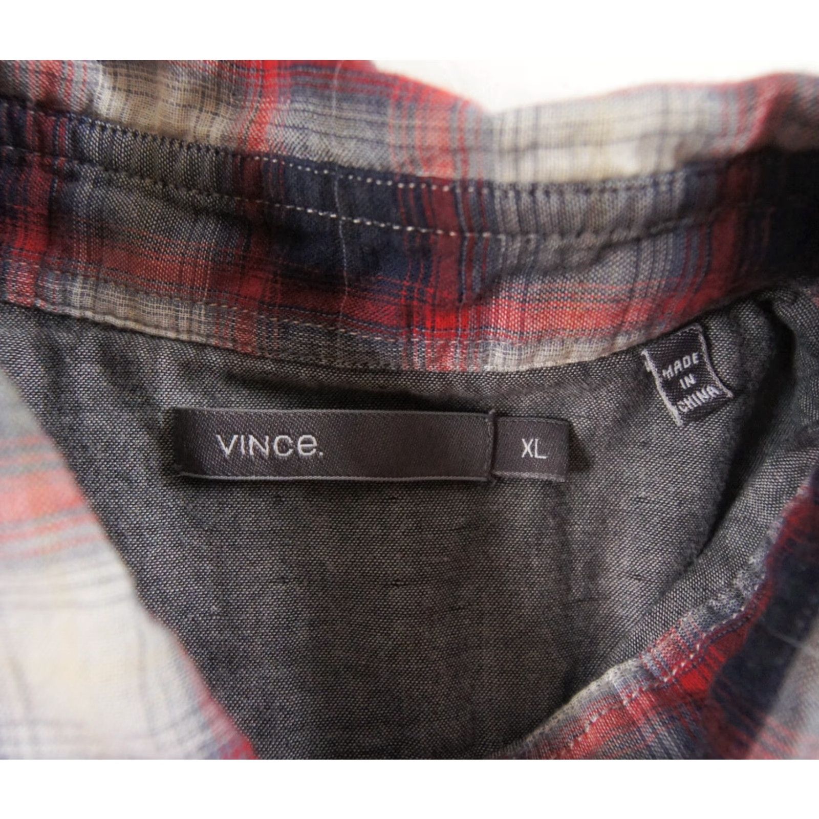 Vince Vince Mens XL Red Button-Up Shirt Plaid Check Long Sleeve Collared Classic Preppy Size US XL / EU 56 / 4 - 6 Thumbnail