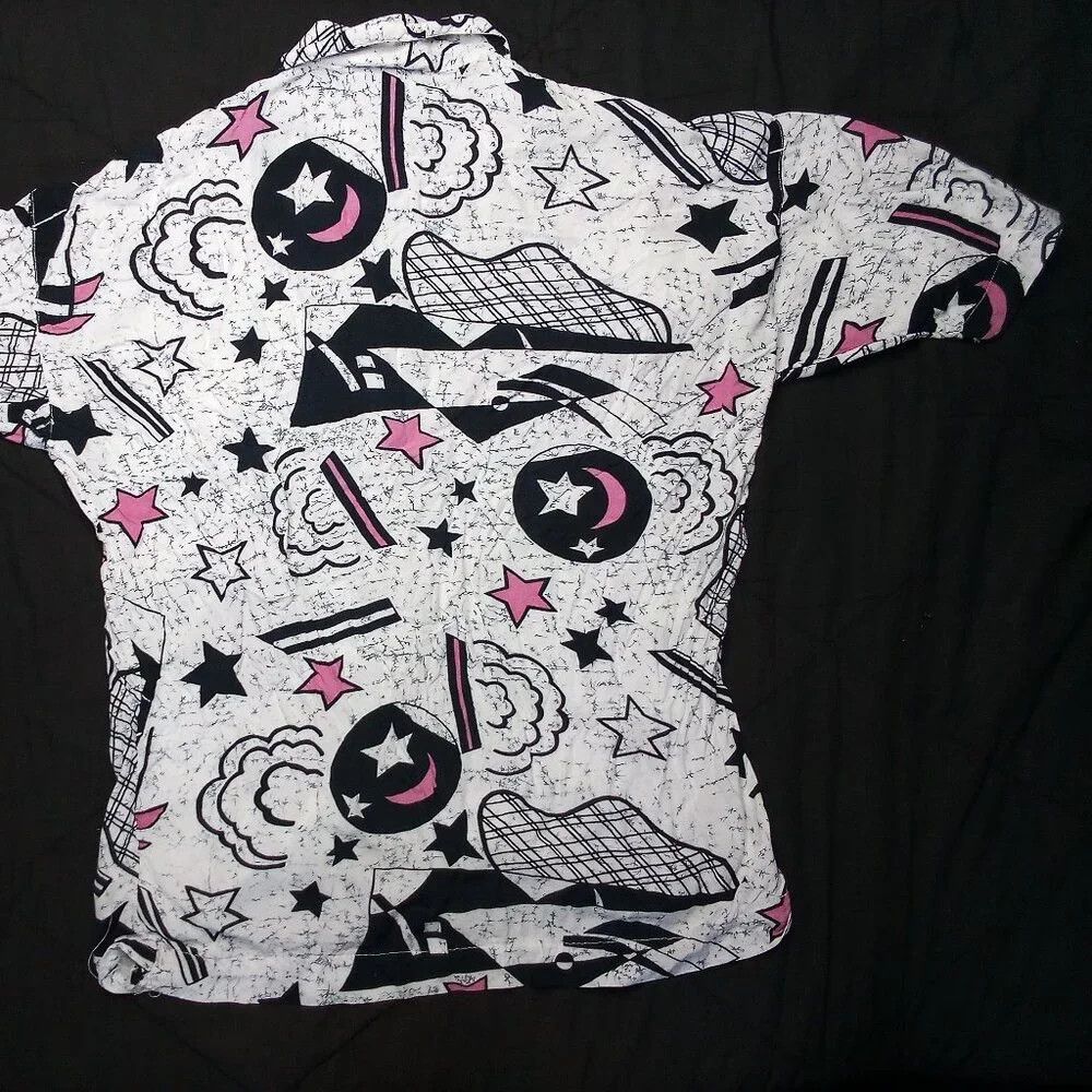 Other Vintage Forenza Abstract Stars Doodle Pattern Button Shirt Size L / US 10 / IT 46 - 5 Thumbnail