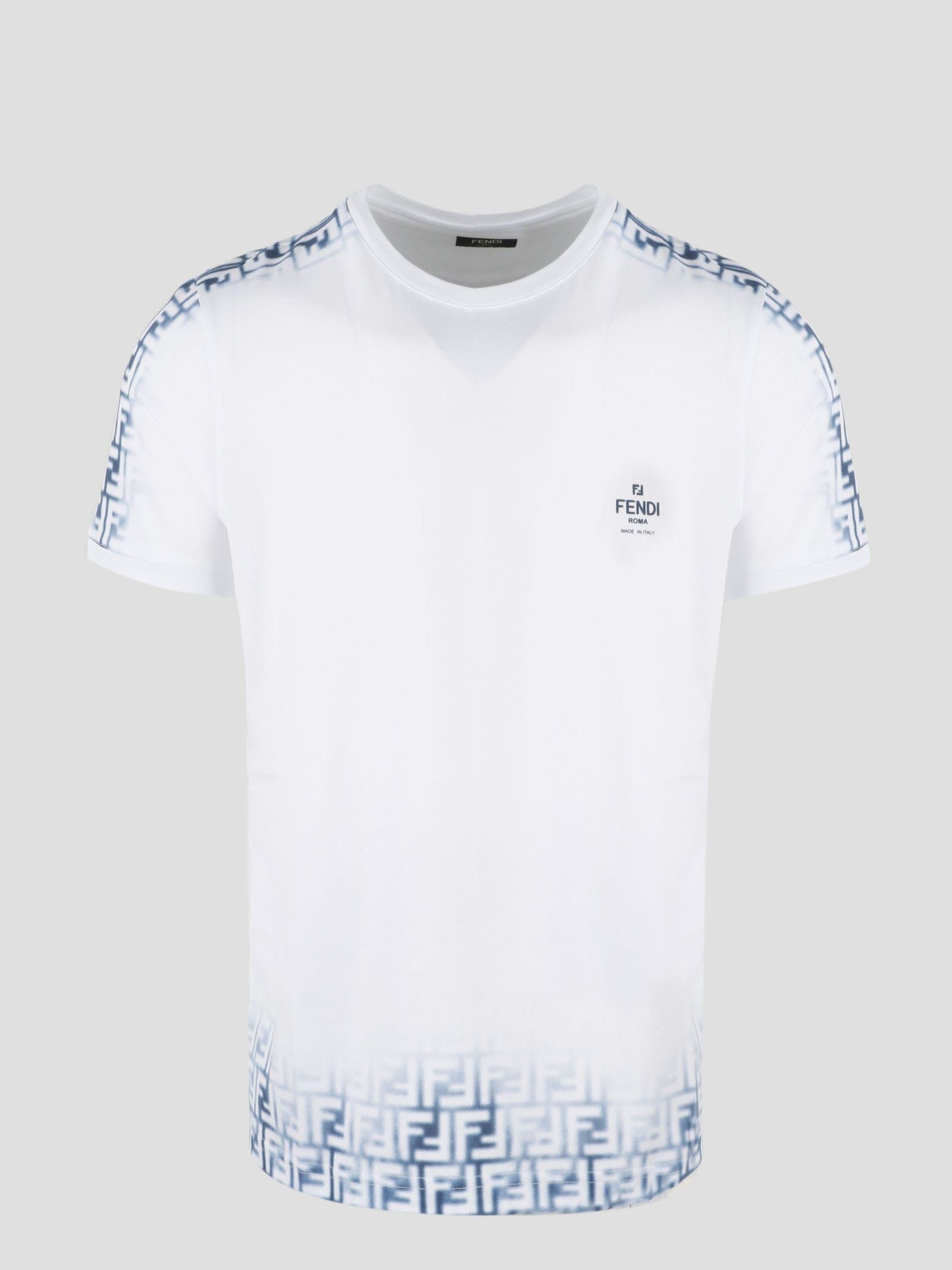 Fendi o1w1db10325 FY0894 T-Shirt in White & Blue Size US XL / EU 56 / 4 - 1 Thumbnail