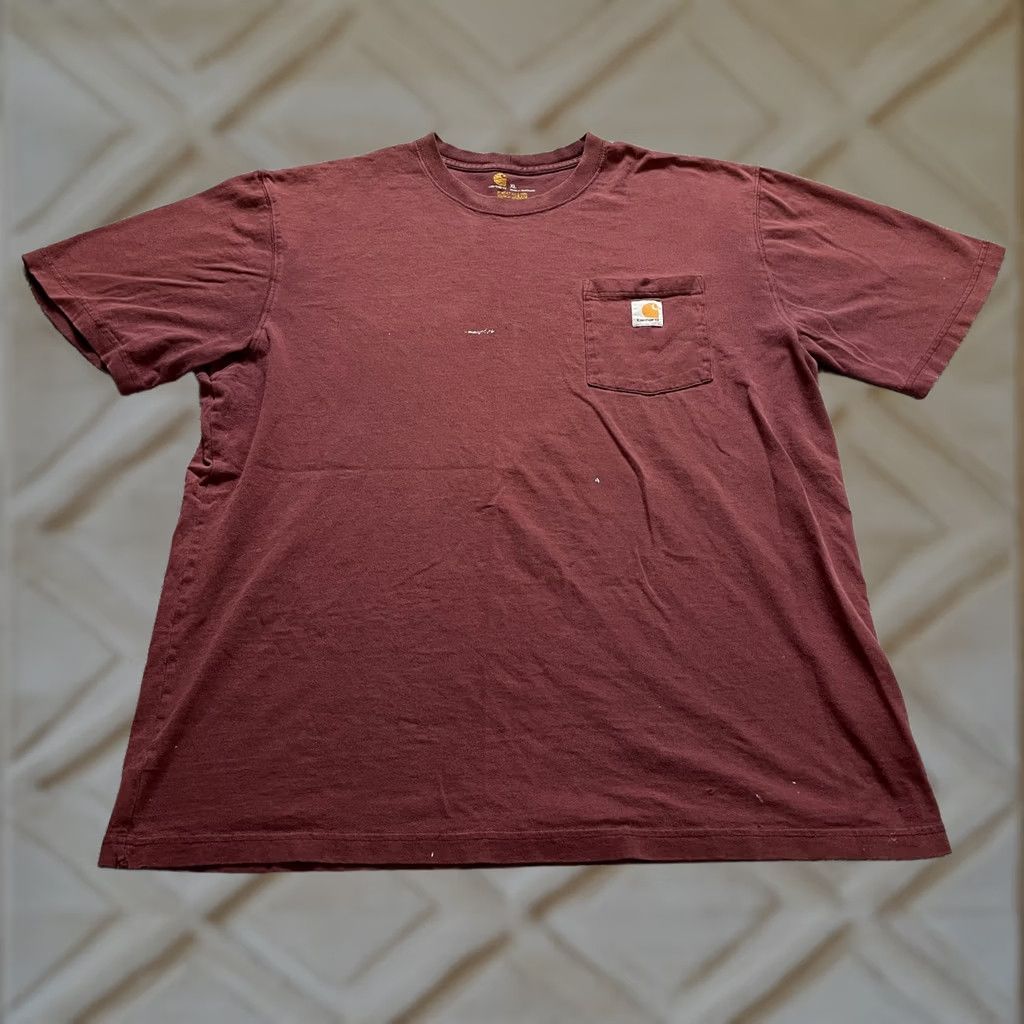 Carhartt VINTAGE Carhartt Shirt Mens XL Original Fit Red Crew Neck Logo Pocket Tee Cotton K87 Size US XL / EU 56 / 4 - 1 Thumbnail