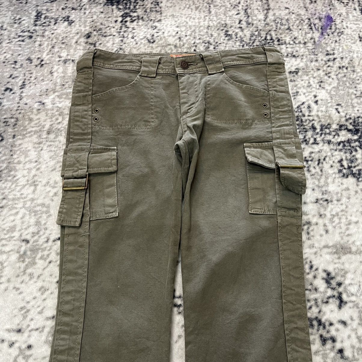 Le Grande Bleu (L.G.B.) 2000s Wow Japan Parachute Bondage Low Rise Cargo Flare Pants Size 26" / US 2 / IT 38 - 3 Thumbnail