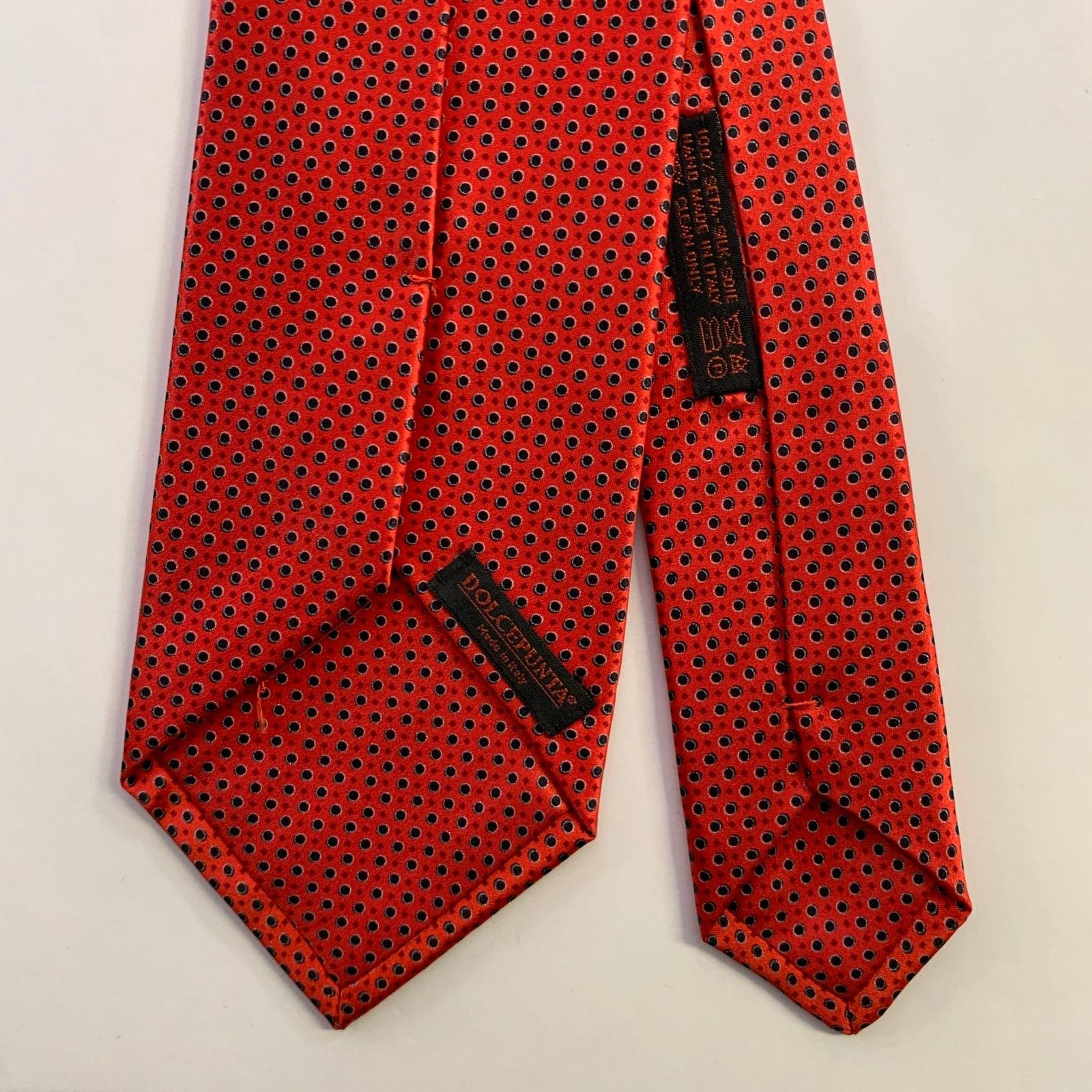 Dolcepunta DOLCEPUNTA Red Black Polka Dot Silk Tie Size ONE SIZE - 2 Thumbnail