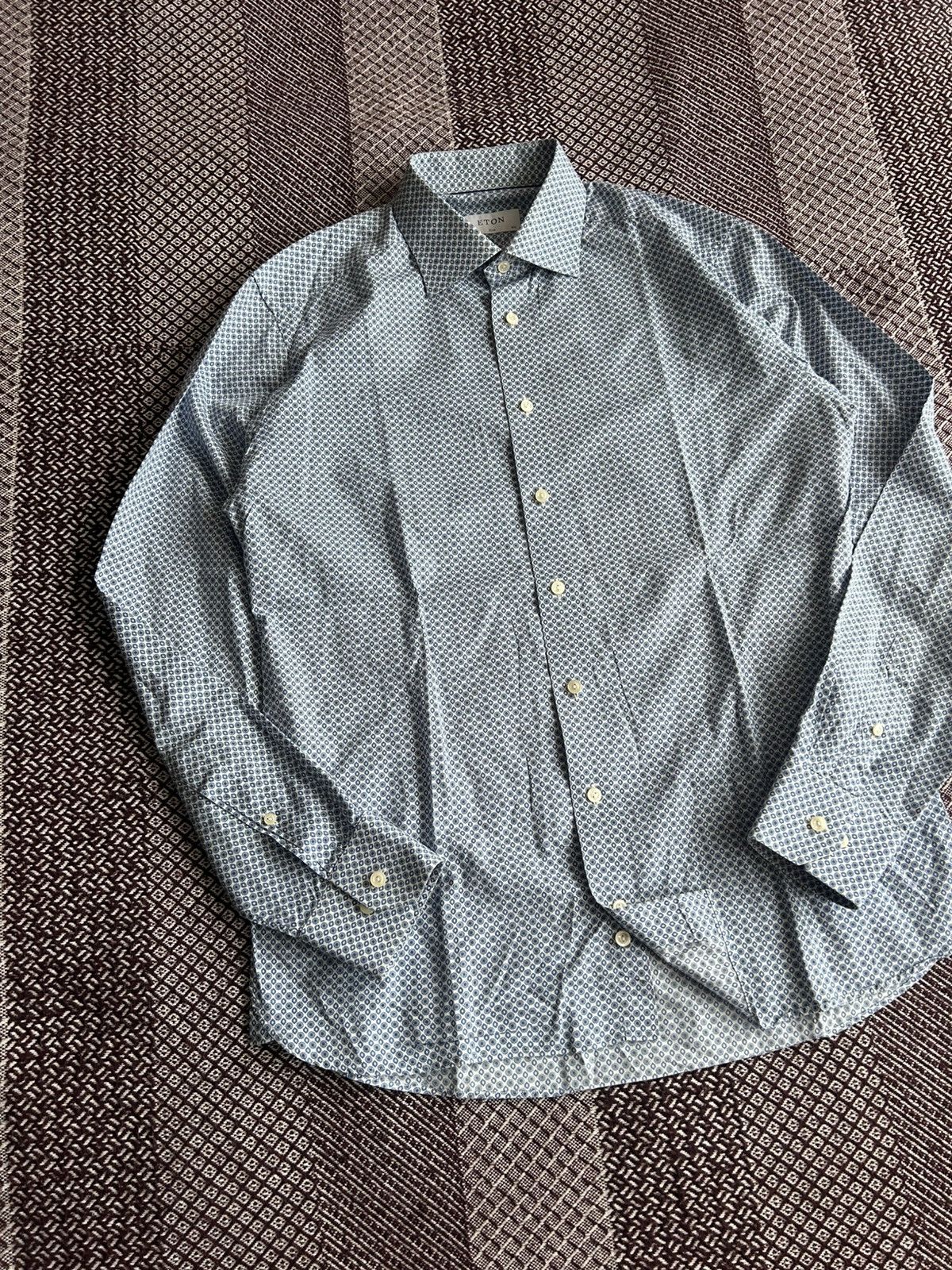 Eton Eton Floral Pattern Formal Shirt Solid Style Luxury Size L Size US L / EU 52-54 / 3 - 5 Thumbnail