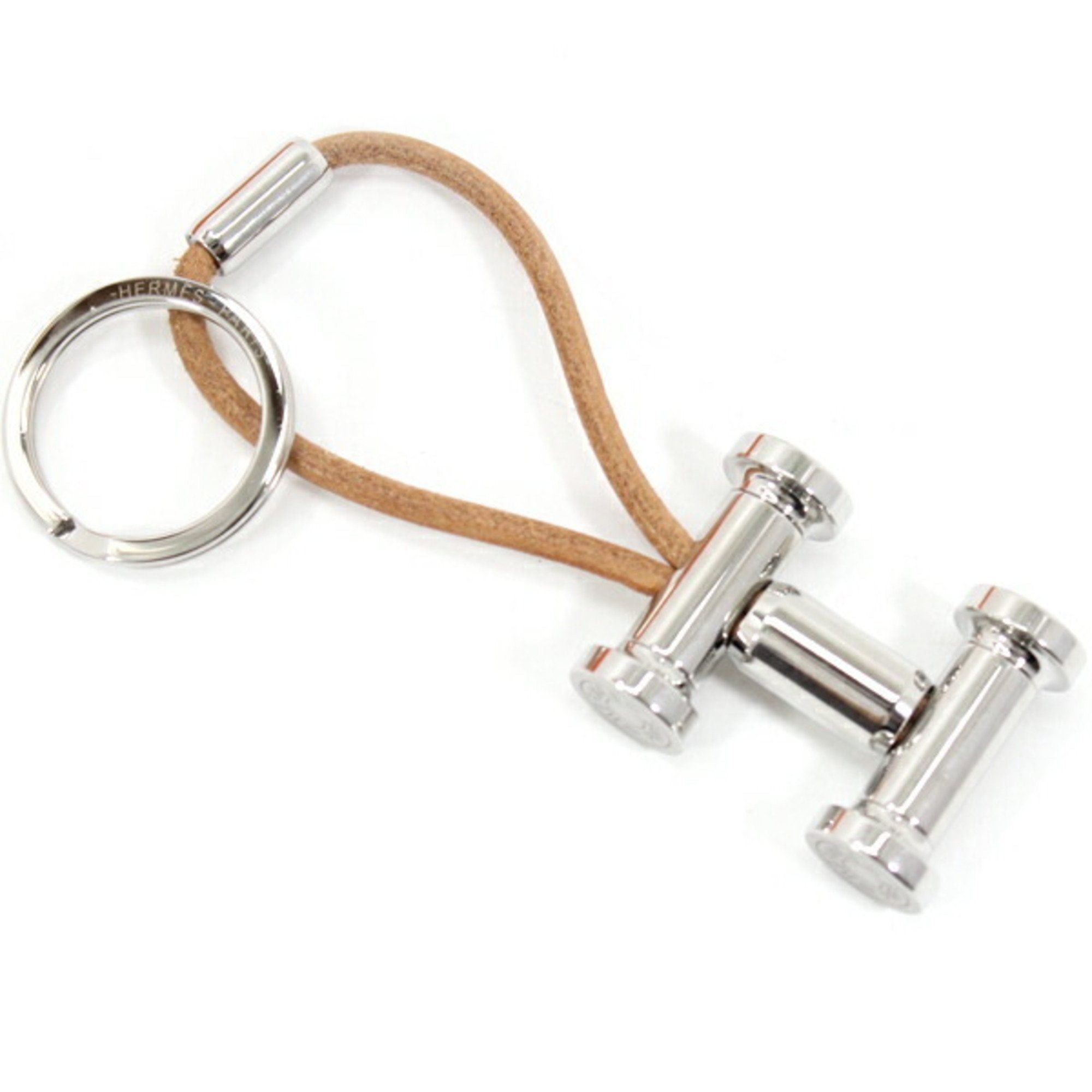 image of Hermes Mobile H Keychain Keyring Silver Stainless Steel Ss Men's Women's T4888