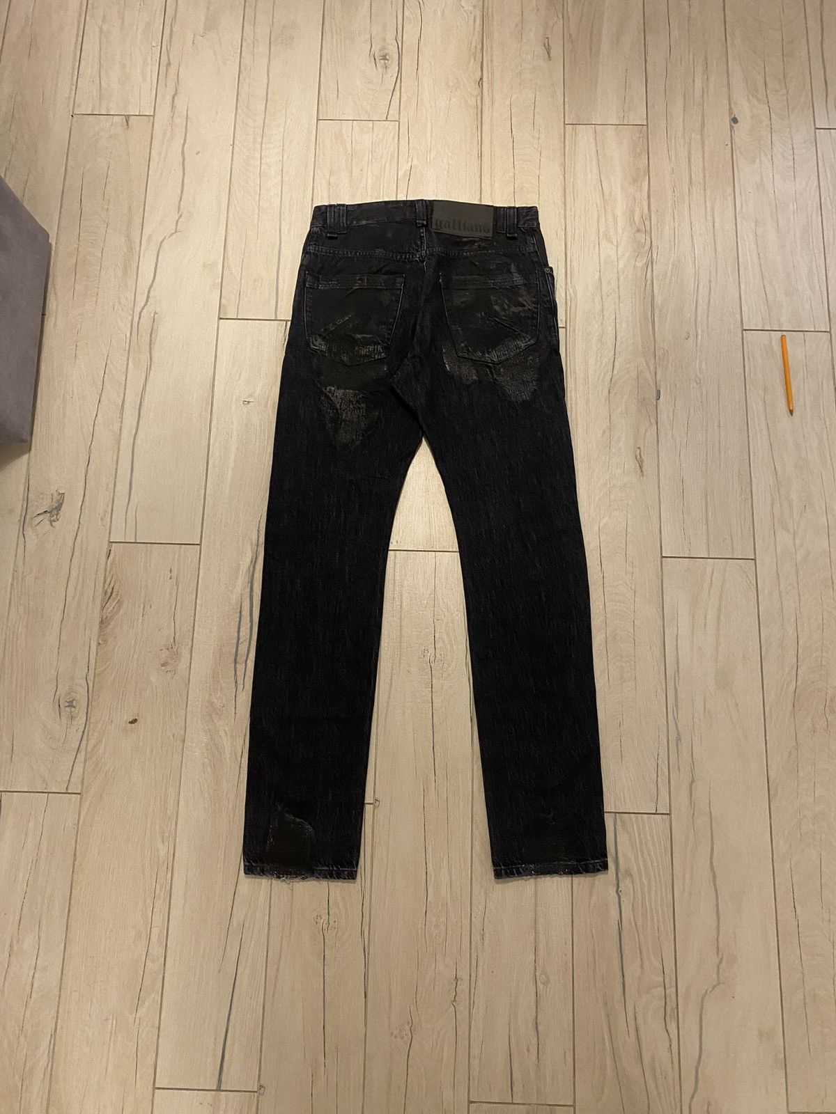 John Galliano DSWT! Galliano Black Waxed Distressed Denim Pants Size US 34 / EU 50 - 9 Thumbnail