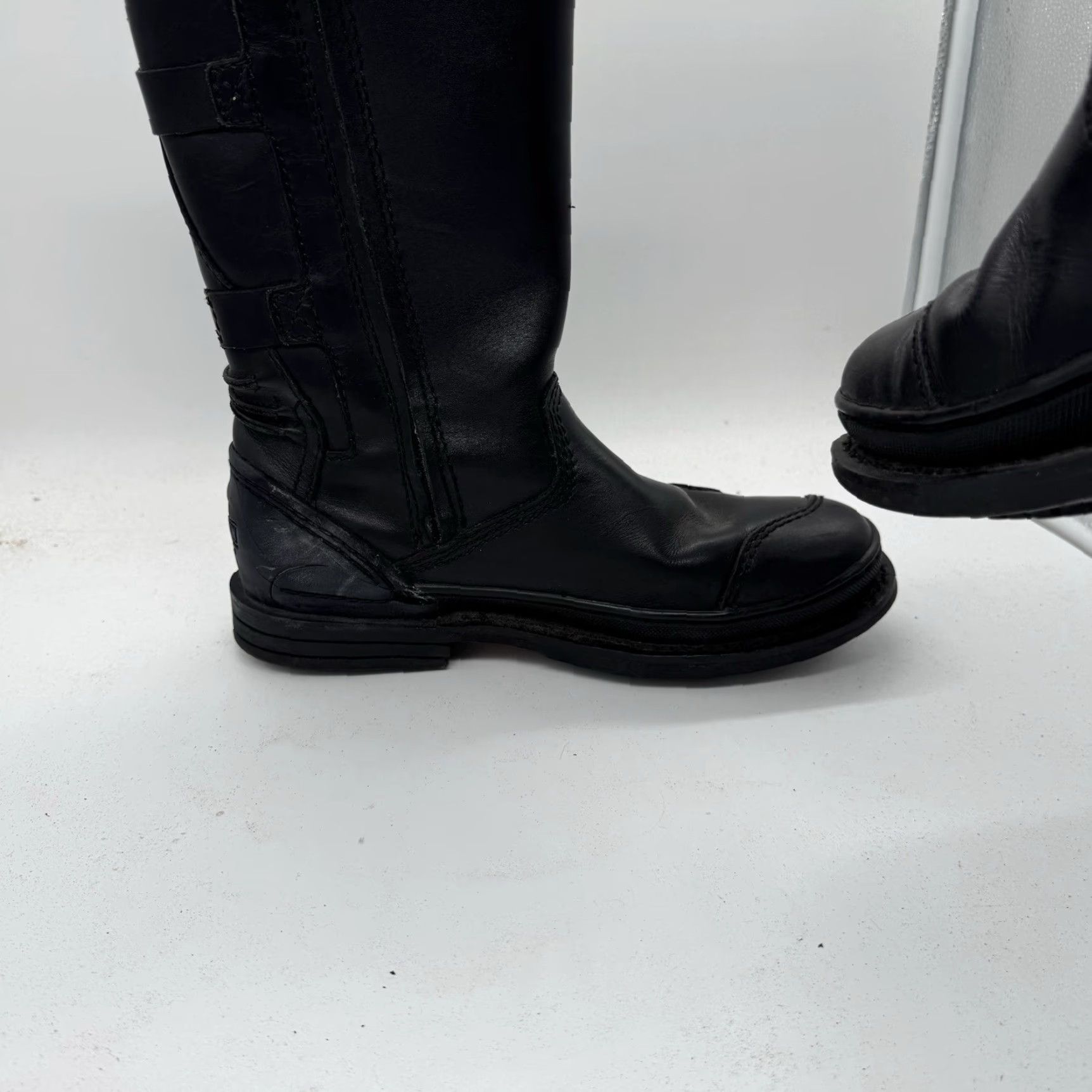 Vintage Harley-Davidson Boots Mens 8.5 Biker Leather Soft Toe Zip Calf Leather Black USA 80s Motorcycle Mens Boots