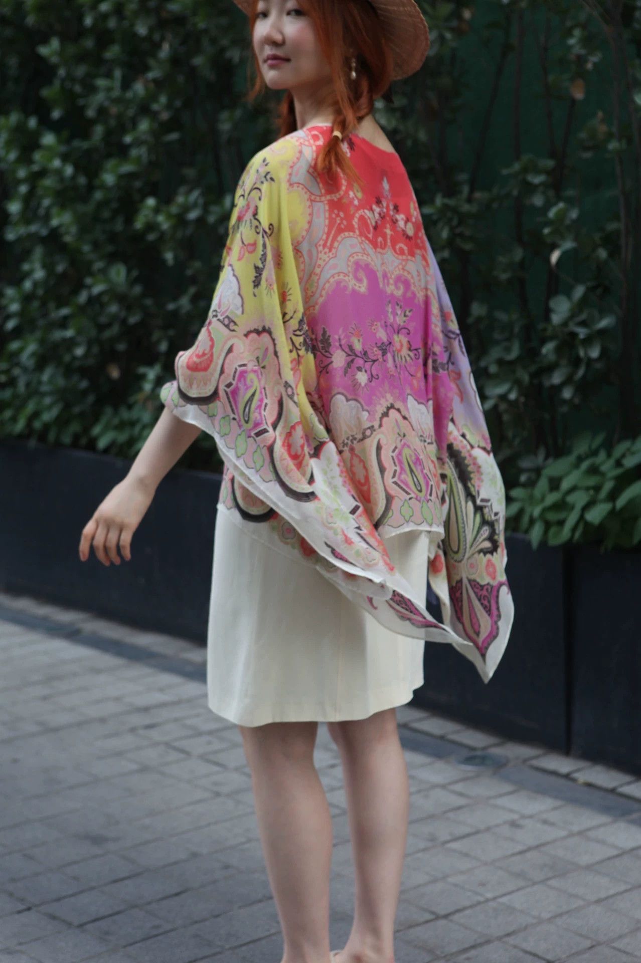 Etro Paisley Print Silk Butterfly Sleeves Top, Women's — image 5 of 6