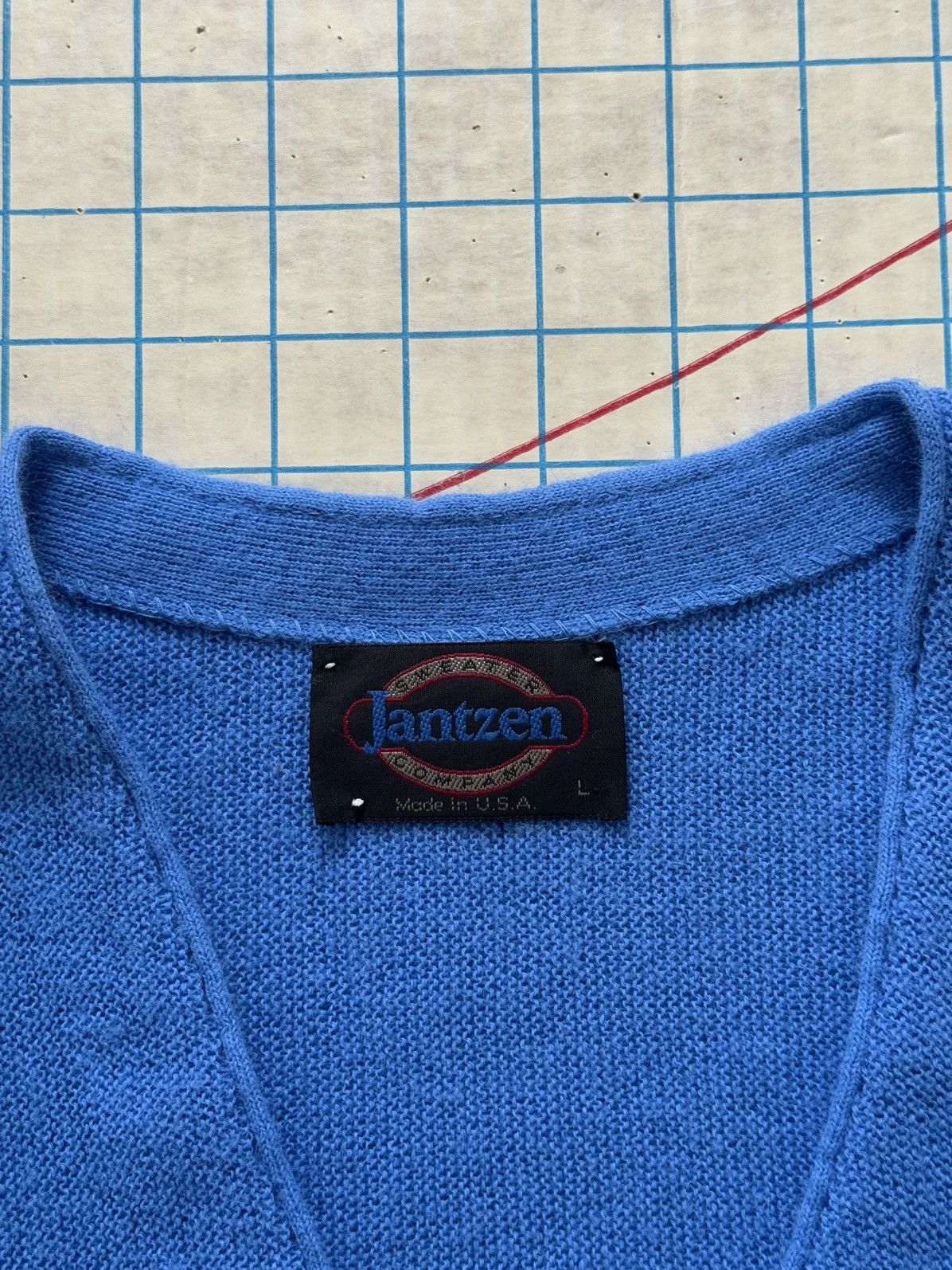 Jantzen × Vintage Vintage Jantzen Knit Cardigan Sweater Blue Mens Size Large Size US L / EU 52-54 / 3 - 7 Thumbnail