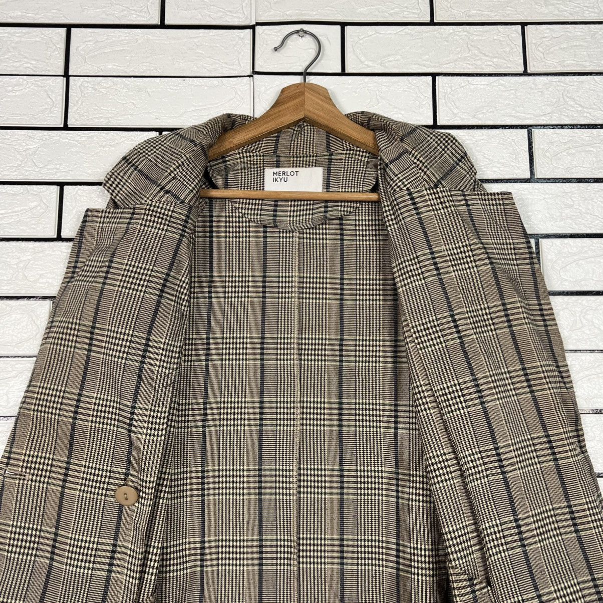 Japanese Brand MERLOT IKYU Checked Plaid Double Breast Long Coat #4150-C189 Size ONE SIZE - 13 Thumbnail