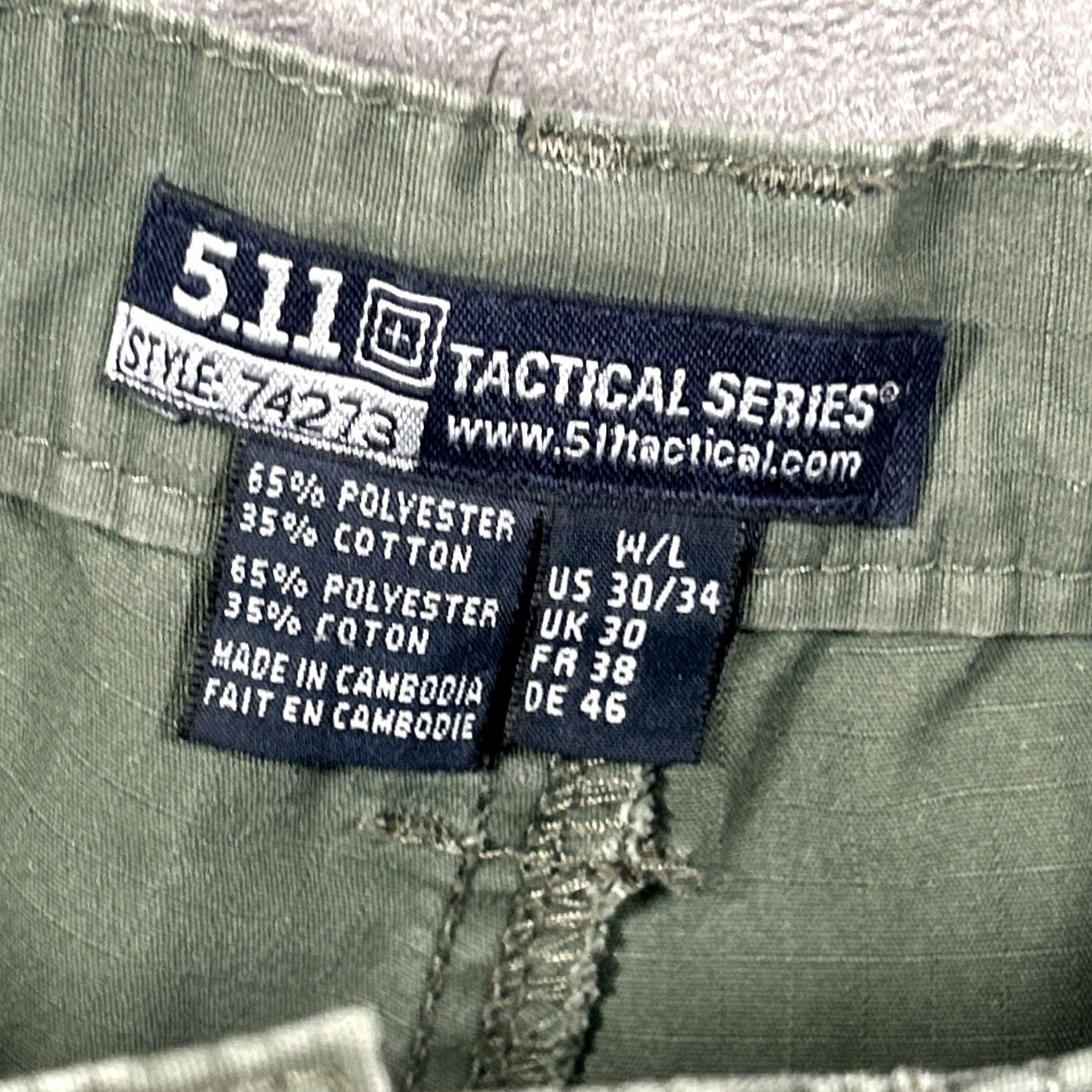 Vintage 5.11 Tactical Pants Mens 30x34 (Fits 30x32) Khaki Ripstop Cargo Flat Front Stretch Reinforced Knee Pockets Outdoor Army Classic 74273 Taclite Pro Size US 30 / EU 46 - 7 Thumbnail