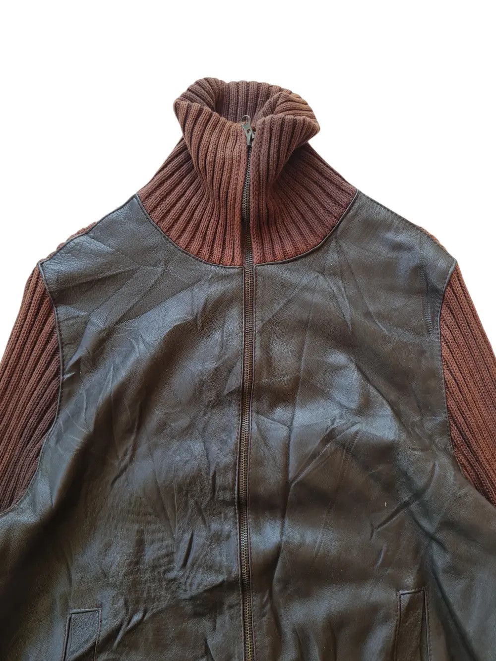 Zara Vtg Y2k Zara Man Leather Jacket Sweater Size US M / EU 48-50 / 2 - 4 Thumbnail
