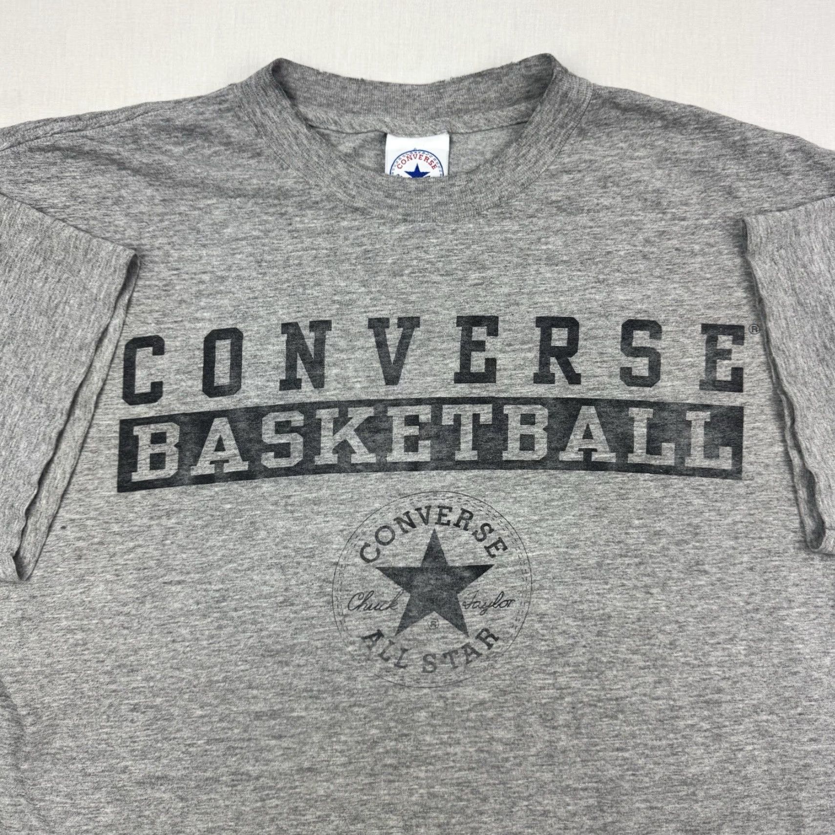 Converse VINTAGE Converse T Shirt Adult Large Gray Hipster 90s Y2K Sports Thrashed USA Mens Size US L / EU 52-54 / 3 - 2 Thumbnail