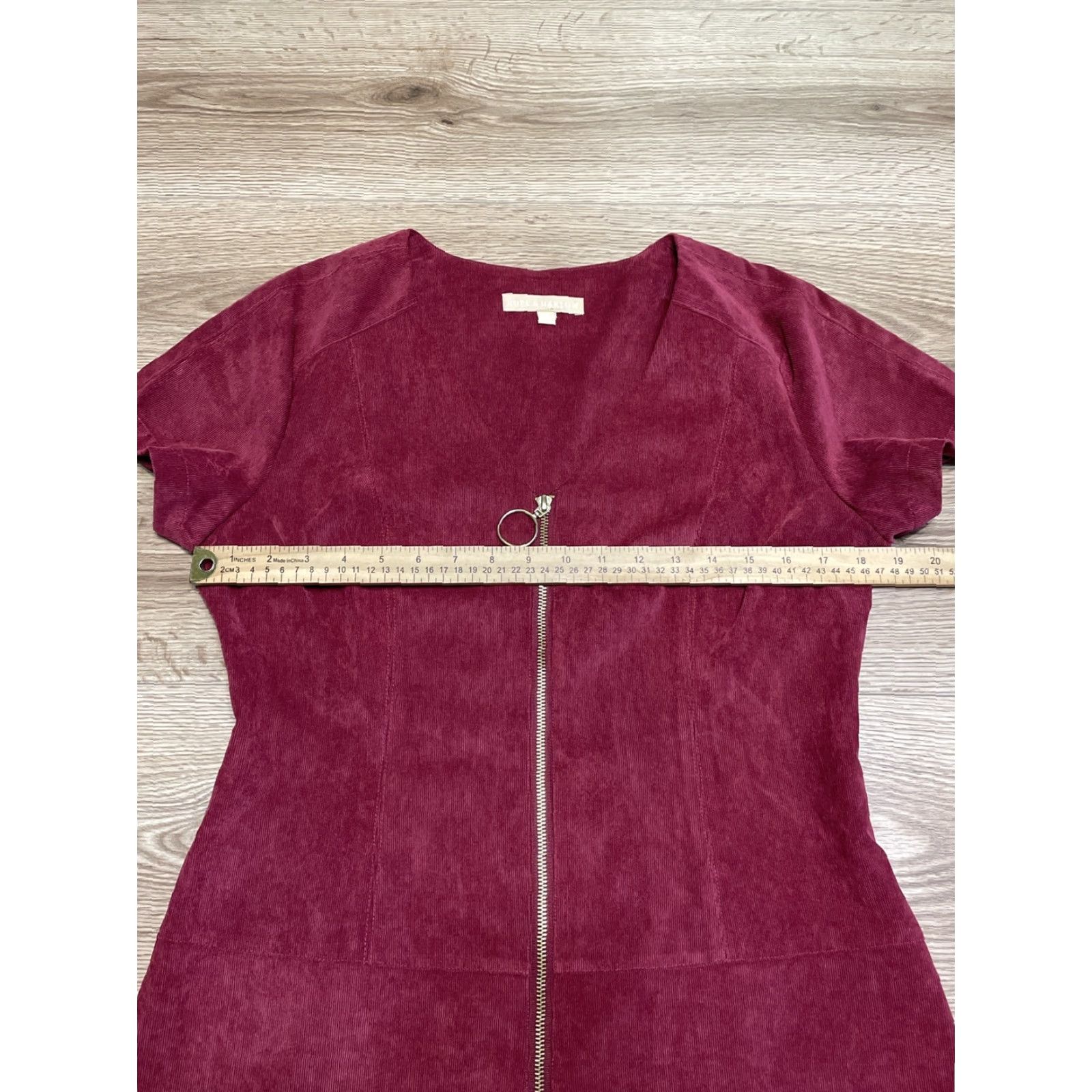 Hope Hope & Harlow Dress Red Corduroy Front Zip SZ 10 Size L / US 10 / IT 46 - 6 Thumbnail