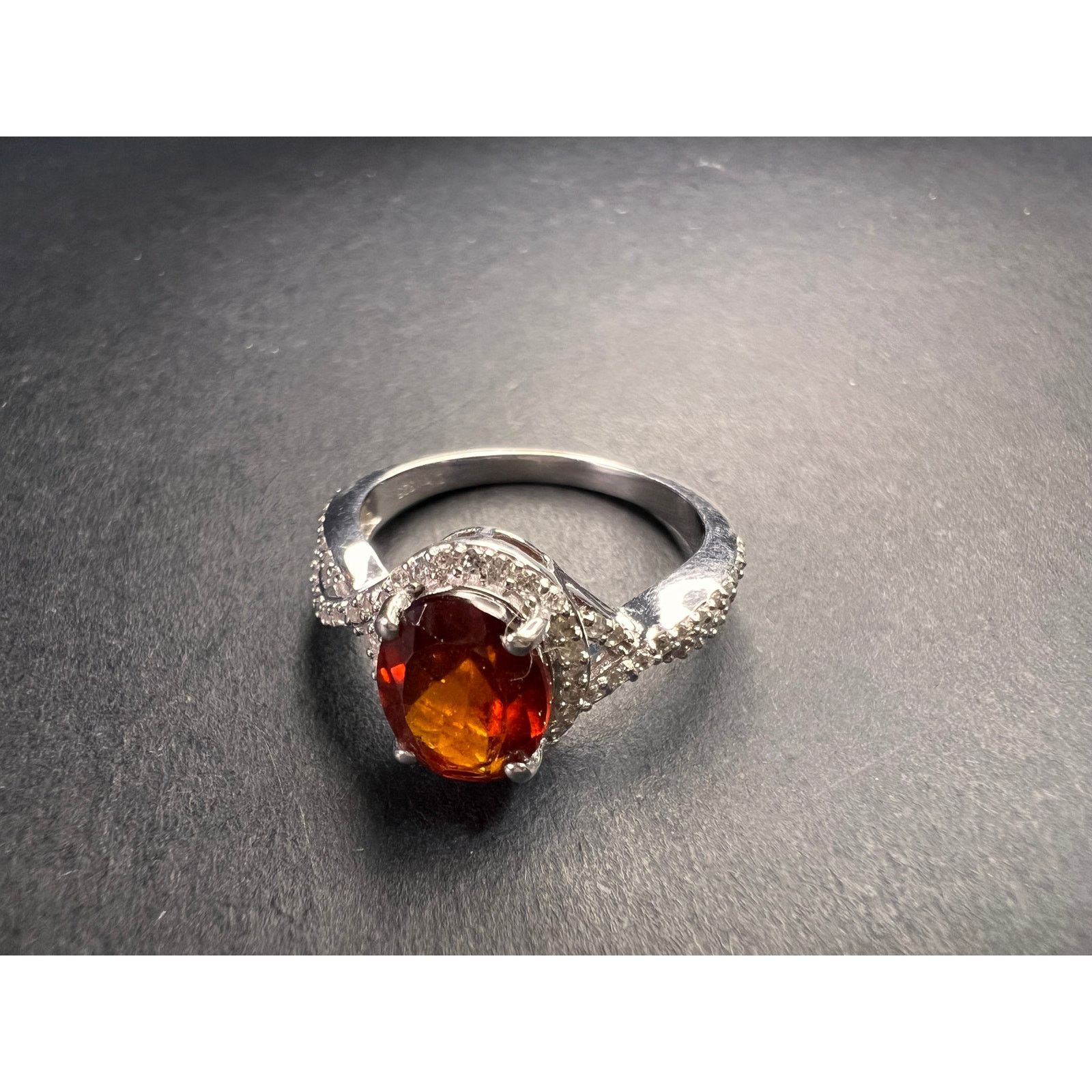 Other NEW Hessonite garnet and zircon ring in 925 silver size 7 Size ONE SIZE - 3 Thumbnail